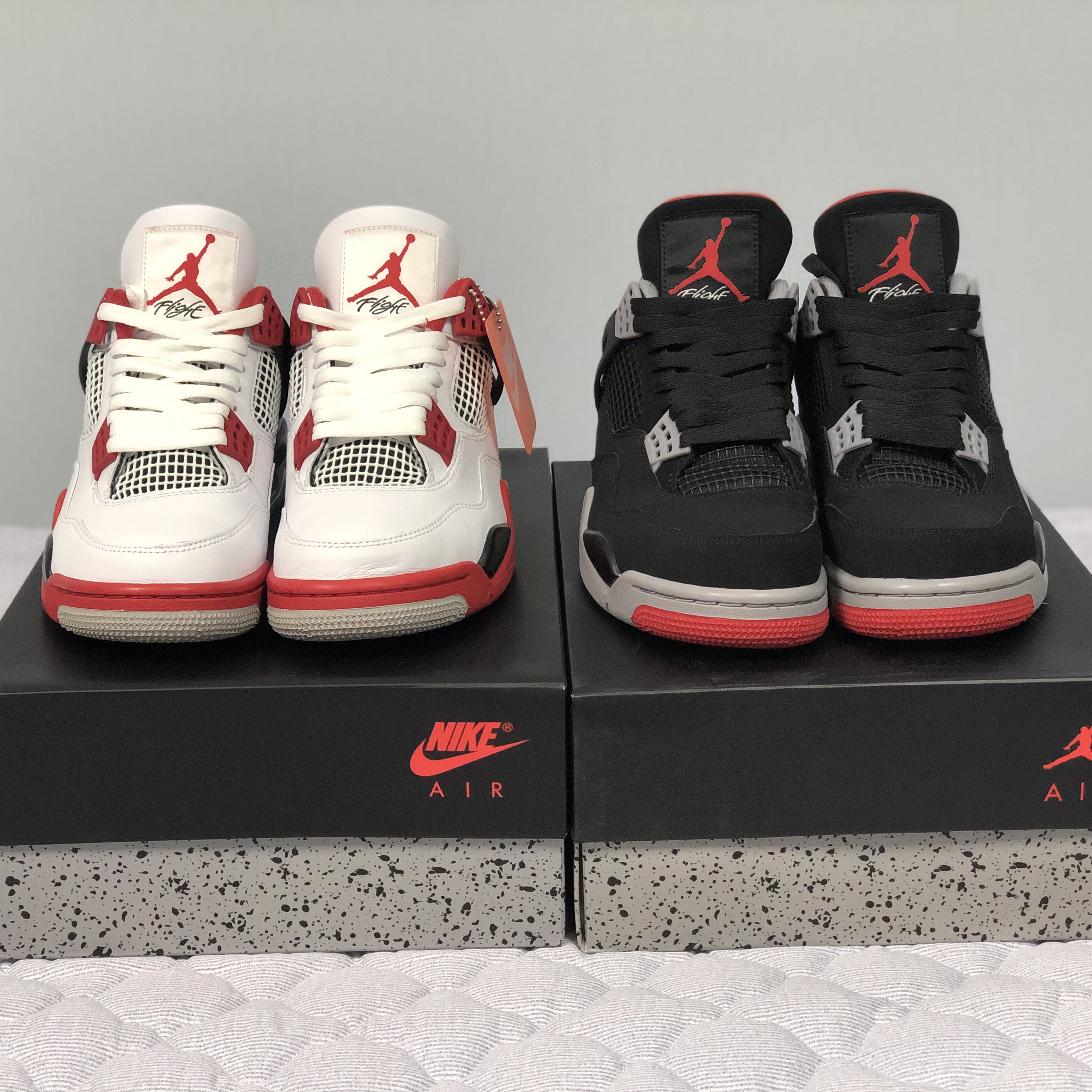 Jordan 4 Retro OG Fire Red 2020, Jordan 4 Retro Bred 2019 착용 스타일 - 4