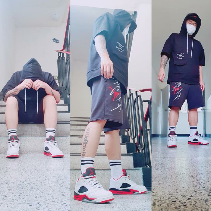 Jordan 5 Retro Low Fire Red 착용 스타일