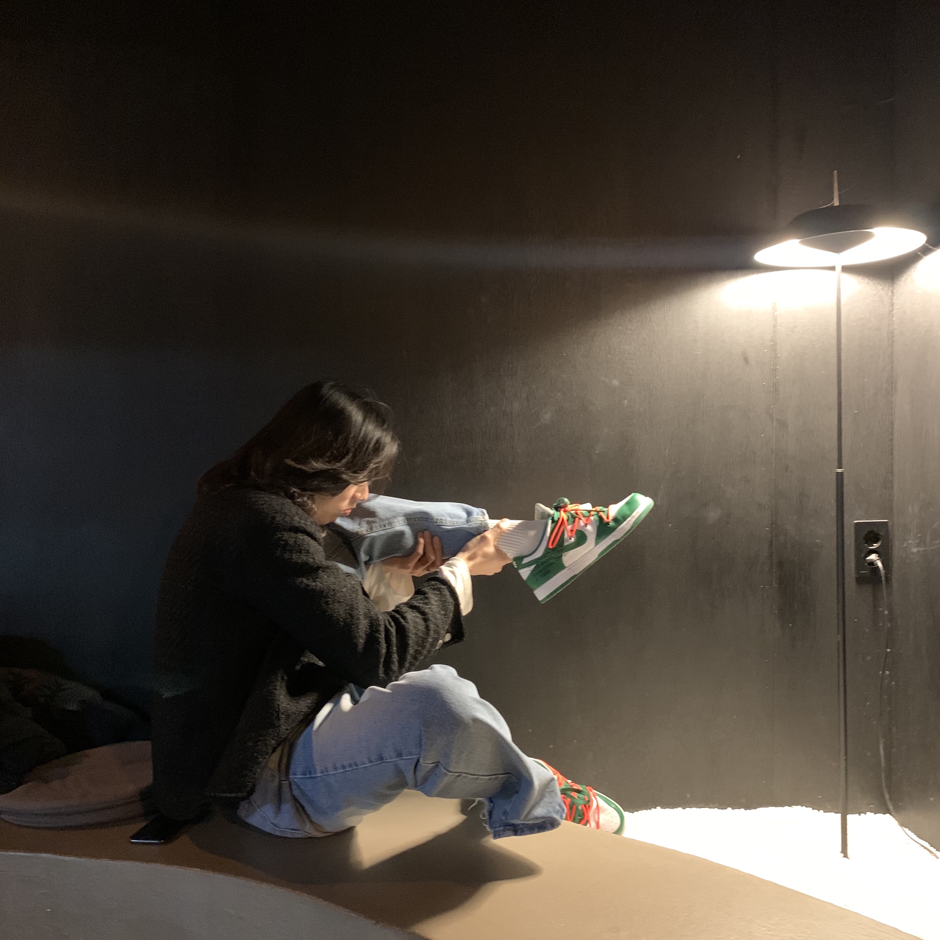 Nike x Off-White Dunk Low Pine Green 착용 스타일