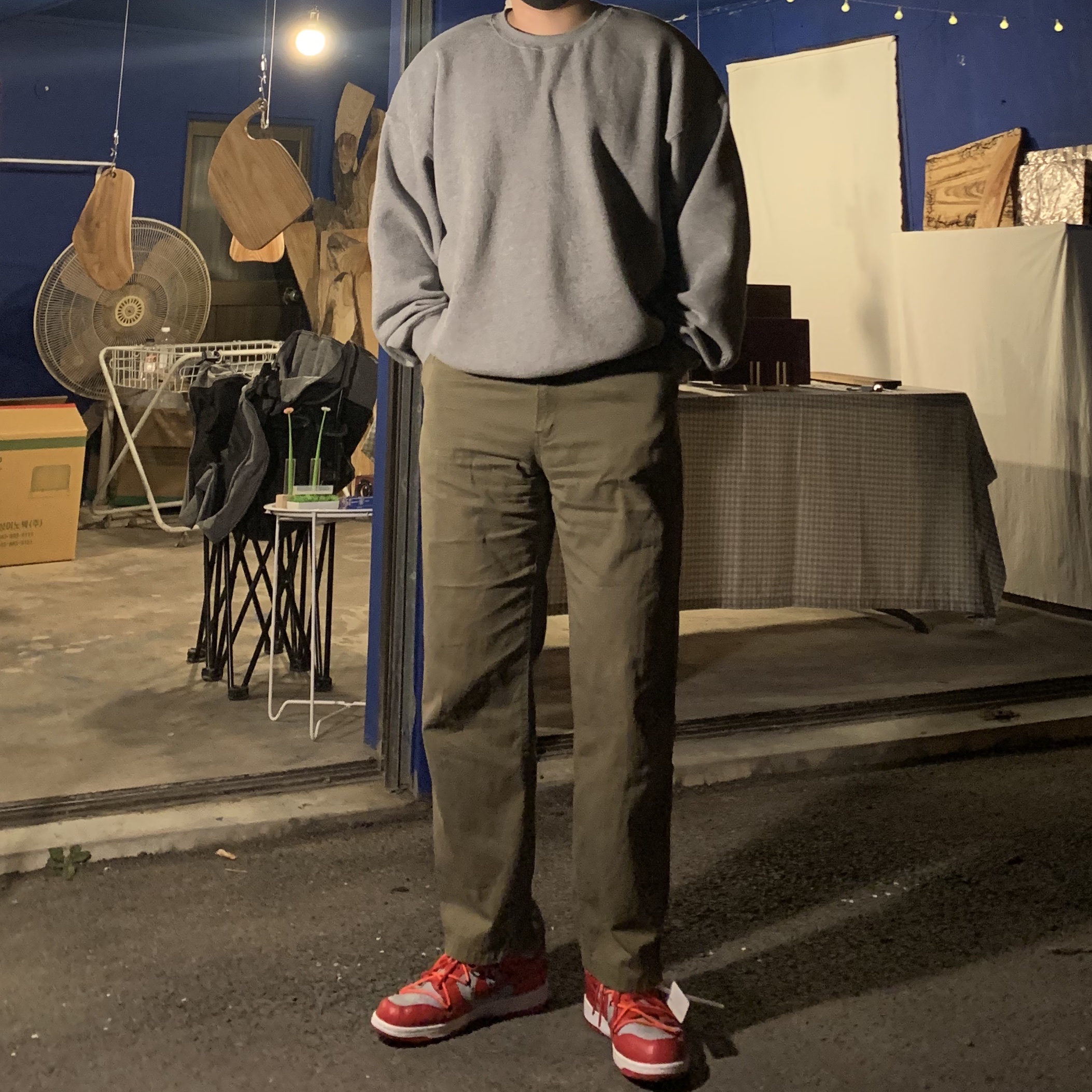Nike x Off-White Dunk Low University Red 착용 스타일
