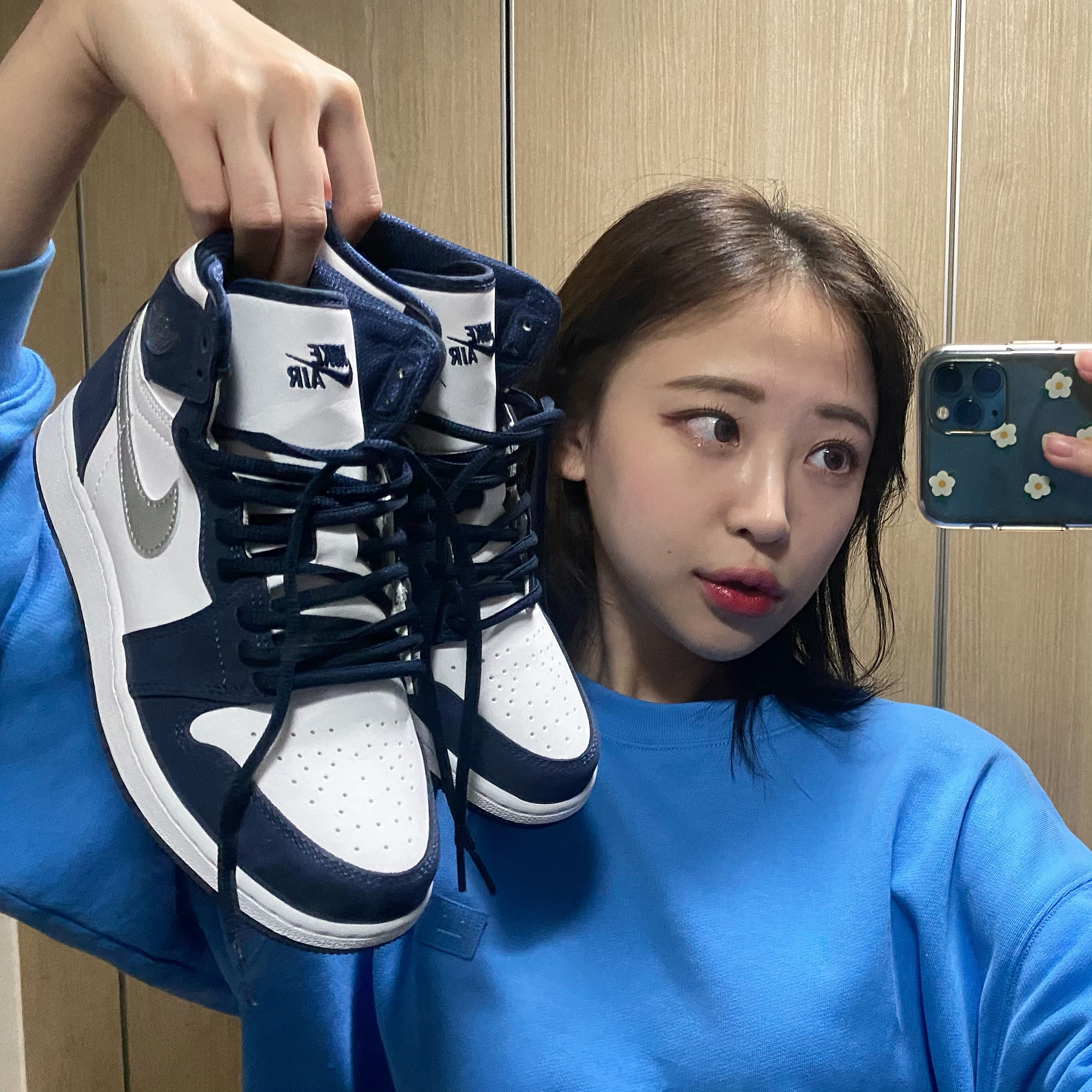 Jordan 1 Retro High OG CO.JP Midnight Navy, (GS) Jordan 1 Retro High OG CO.JP Midnight Navy 착용 스타일 - 4
