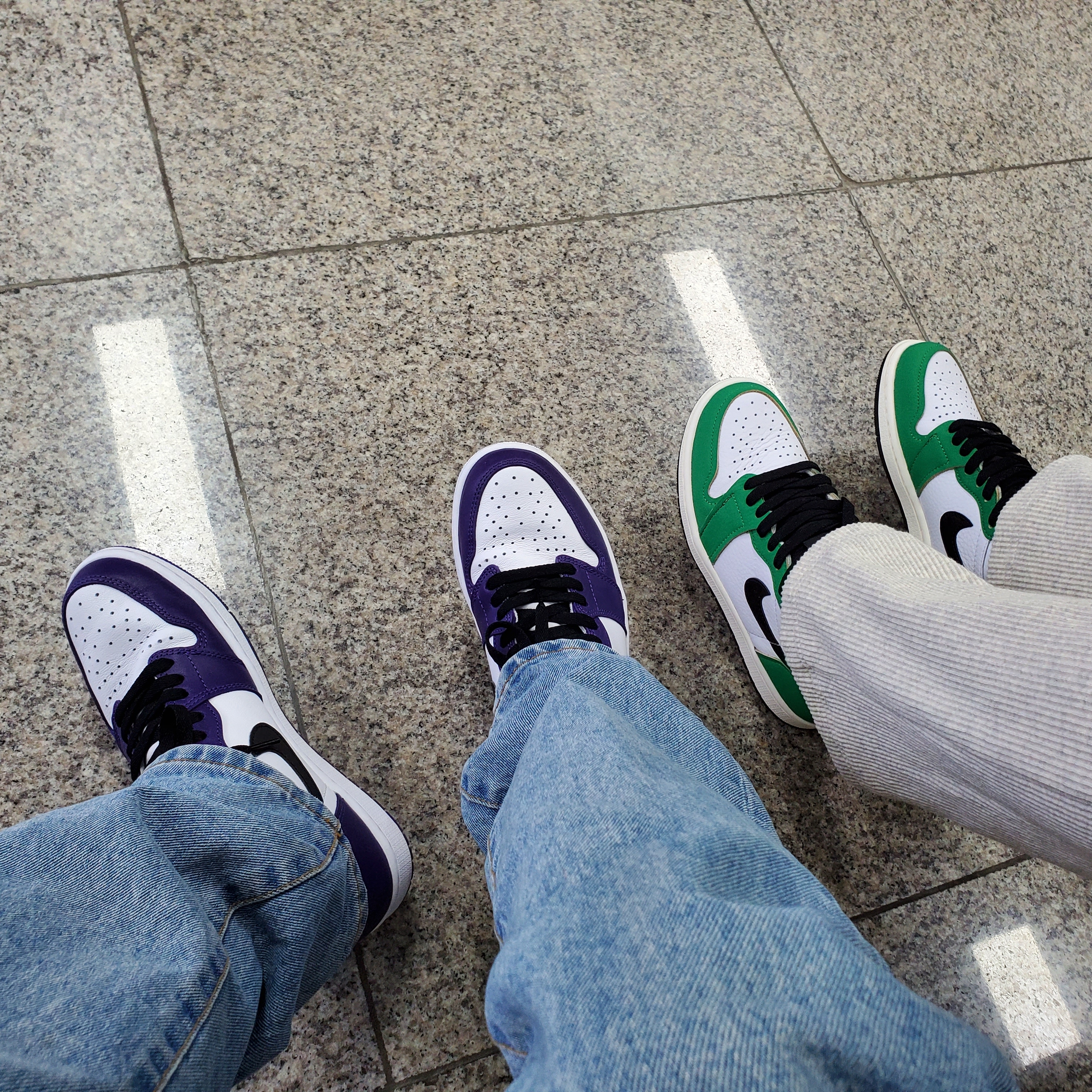 Jordan 1 Retro High OG Court Purple 2020, (W) Jordan 1 Retro High OG Lucky Green 착용 스타일