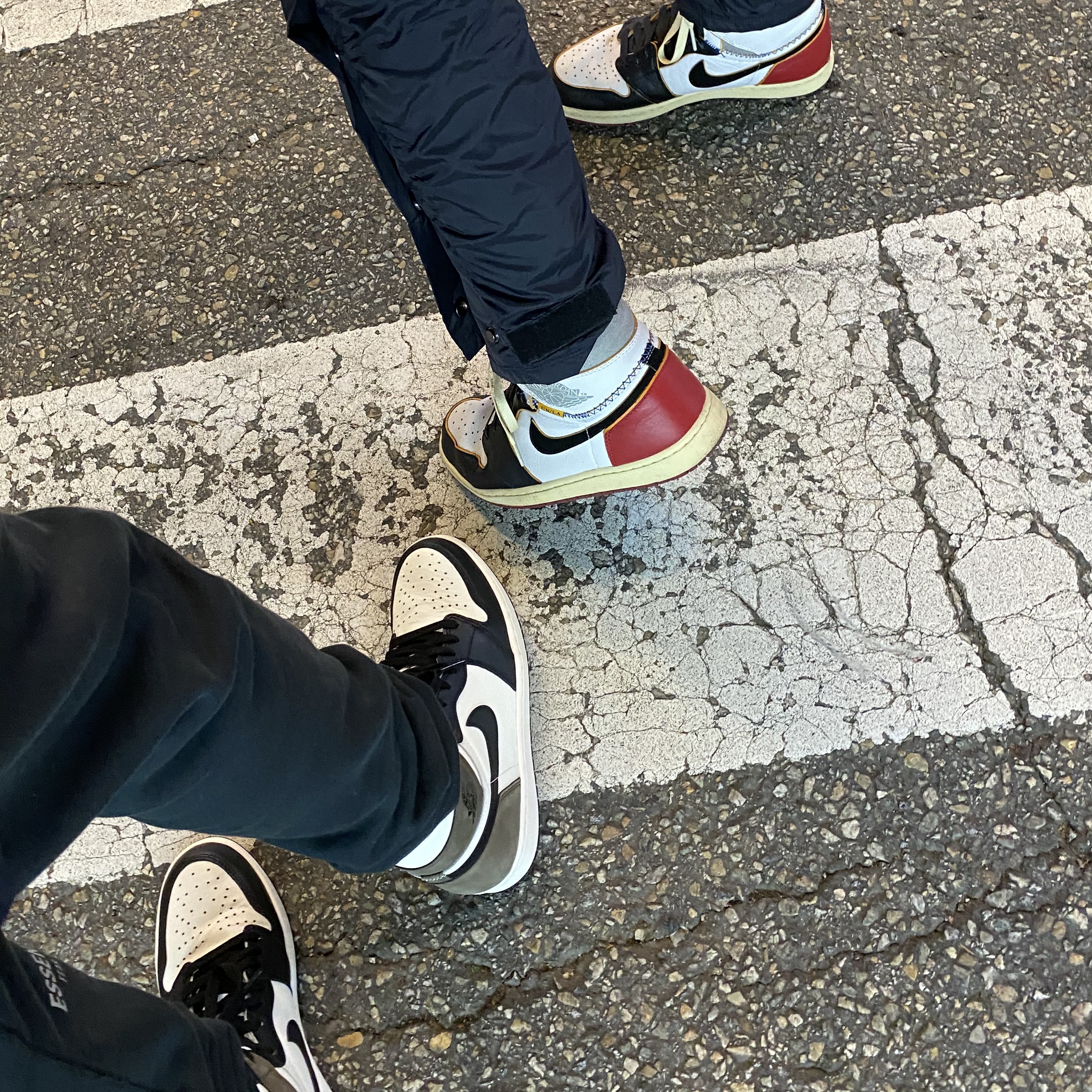Jordan 1 Retro High OG Black Mocha, Jordan 1 x Union Retro High Black Toe 착용 스타일