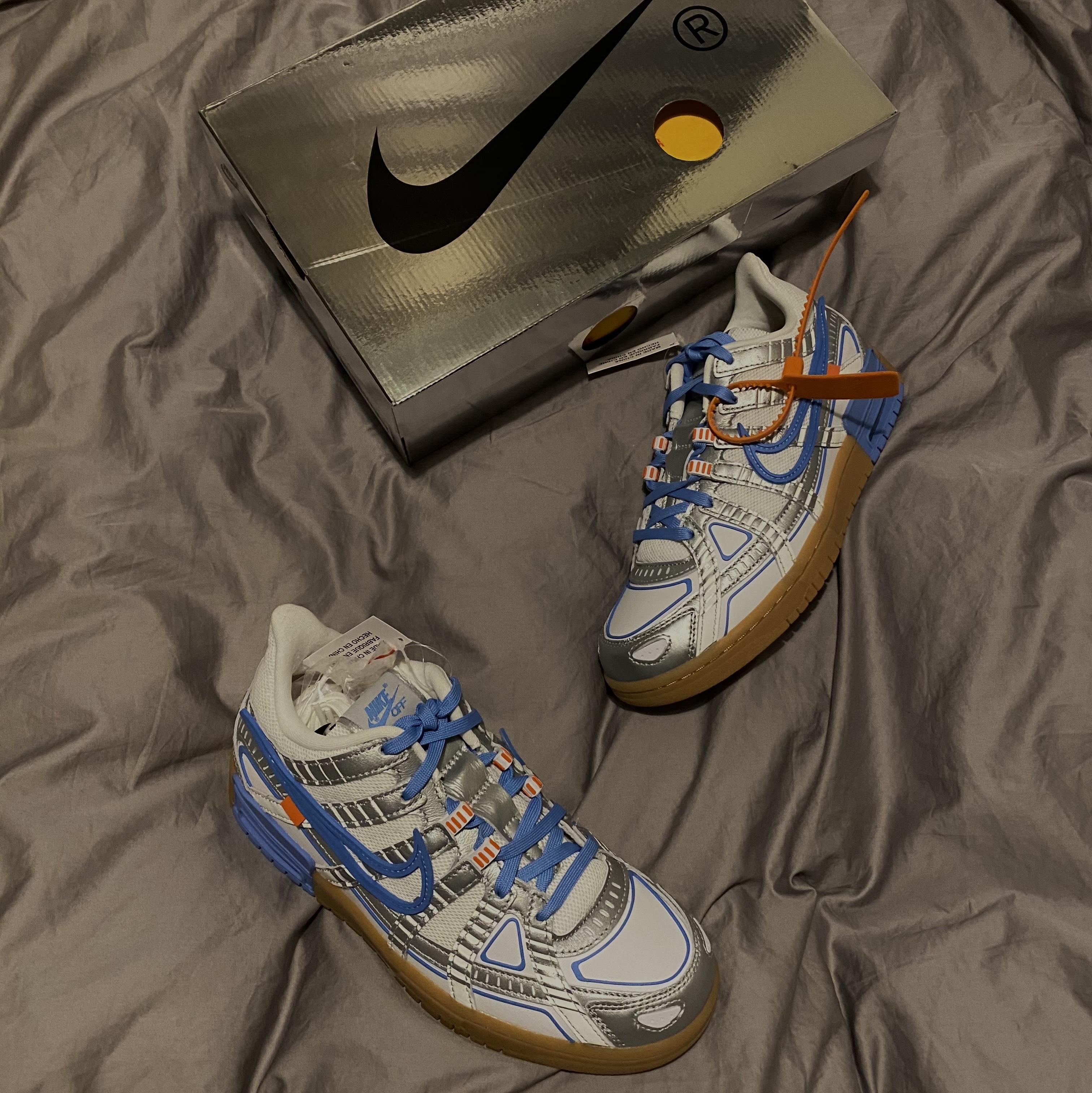 Nike x Off-White Air Rubber Dunk University Blue 착용 스타일