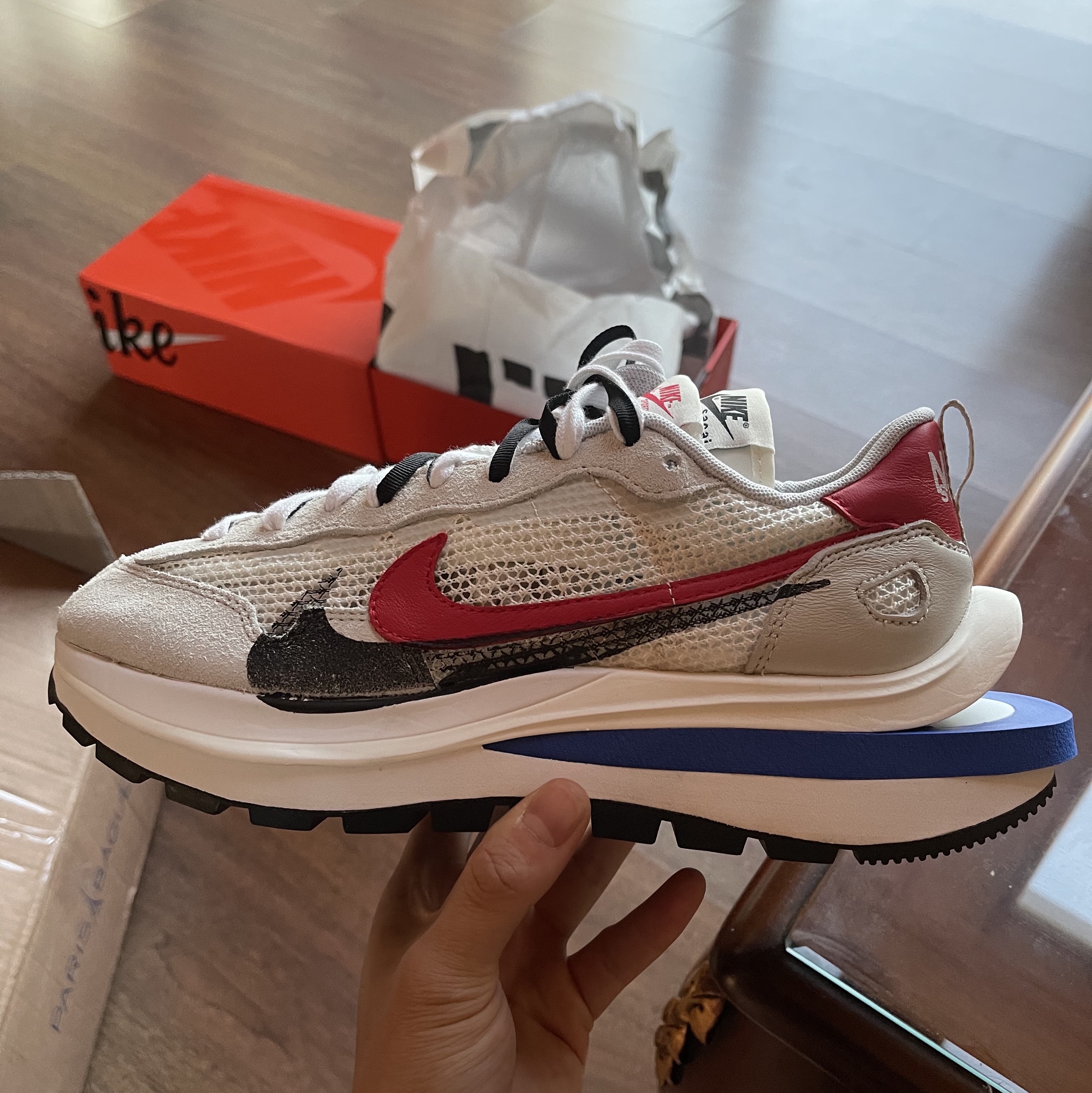 Nike x Sacai VaporWaffle Black White, Nike x Sacai VaporWaffle Royal Fuchsia 착용 스타일 - 3