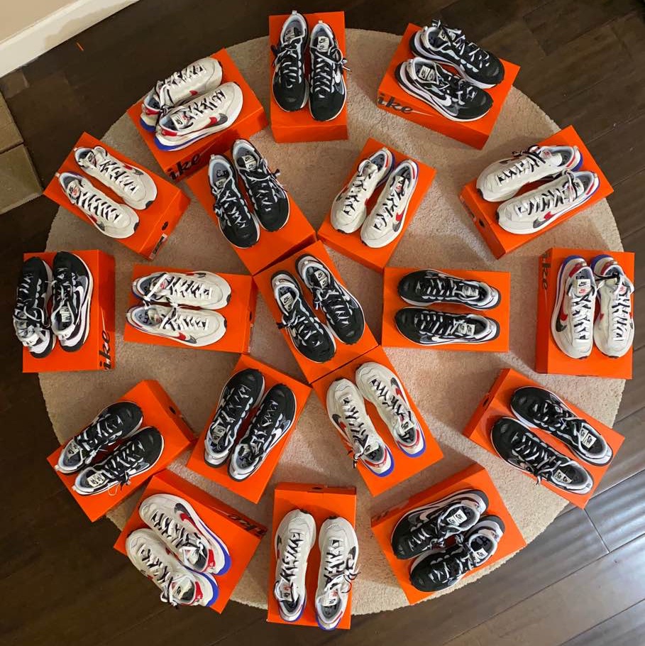 Nike x Sacai VaporWaffle Black White, Nike x Sacai VaporWaffle Royal Fuchsia 착용 스타일 - 1