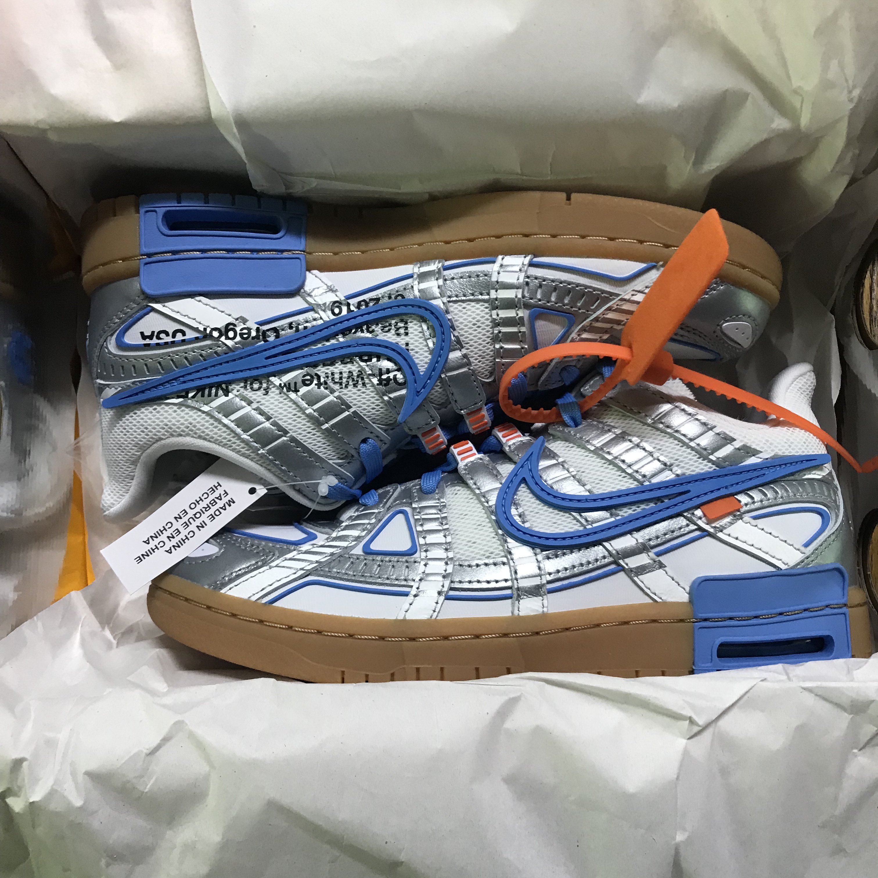 Nike x Off-White Air Rubber Dunk University Blue 착용 스타일