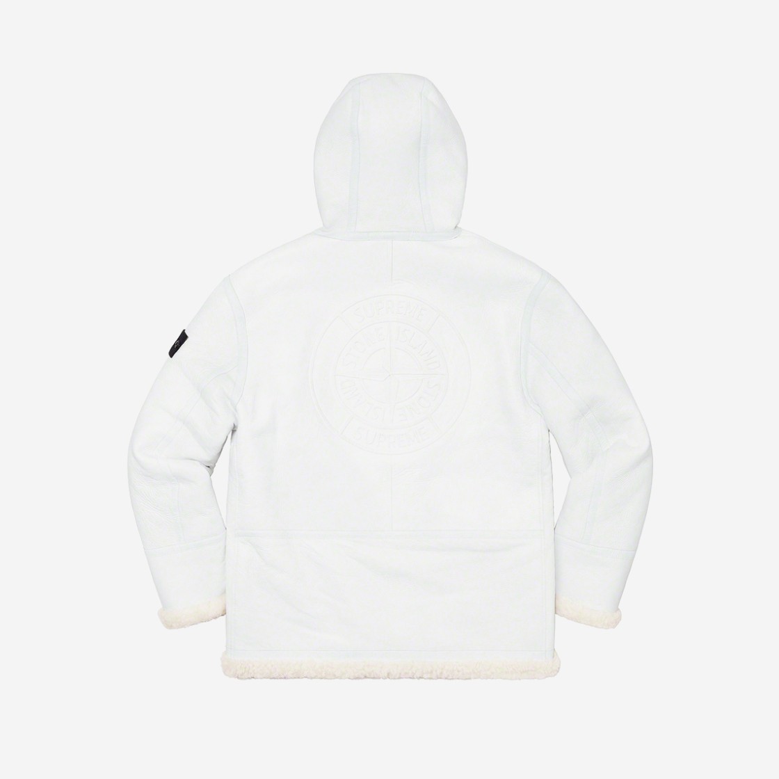 Supreme x Stone Island Hand-Painted Hooded Shearling Jacket White - 20FW 상세 이미지 3