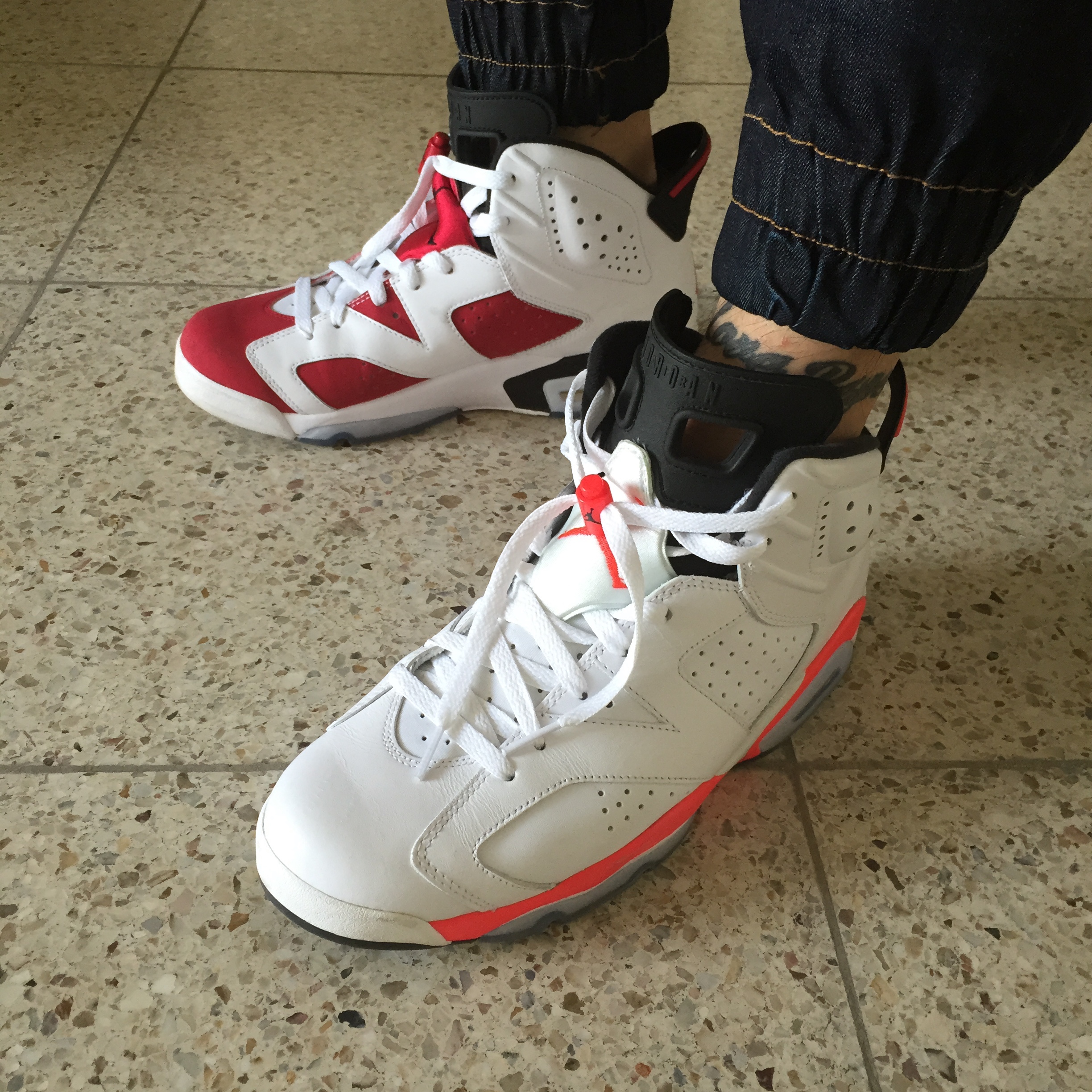 Jordan 6 Retro Carmine 2014, Jordan 6 Retro Infrared White 2014 착용 스타일