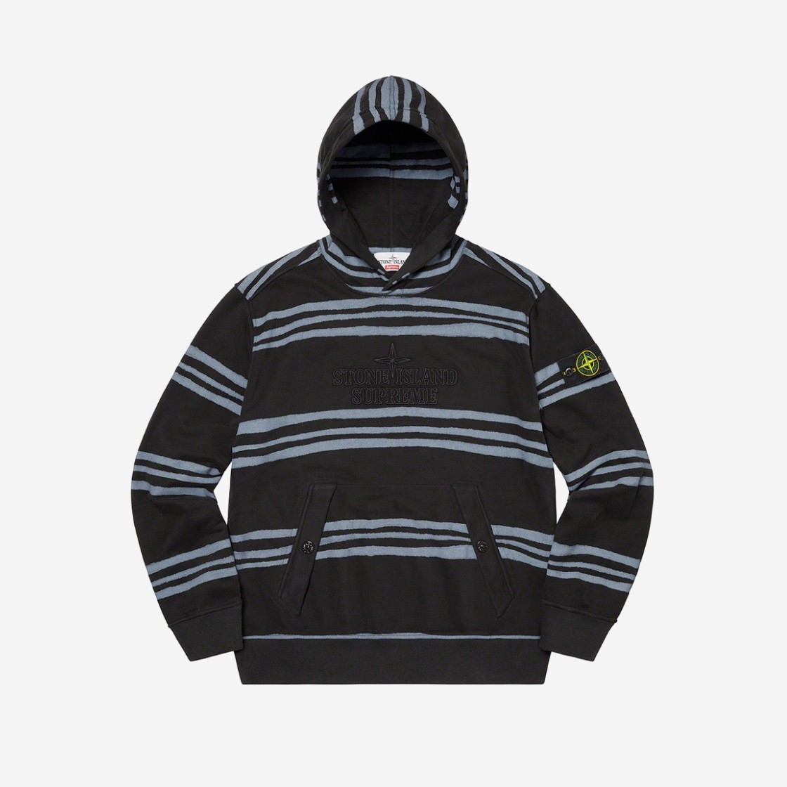 Supreme x Stone Island Warp Stripe Hooded Sweatshirt Black - 20FW 상세 이미지 1