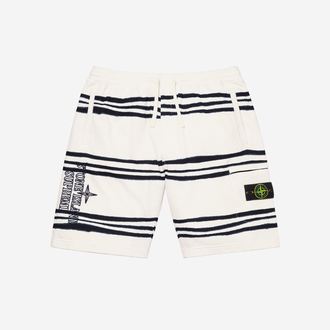 Supreme x Stone Island Warp Stripe Sweatshorts White - 20FW 상세 이미지 1