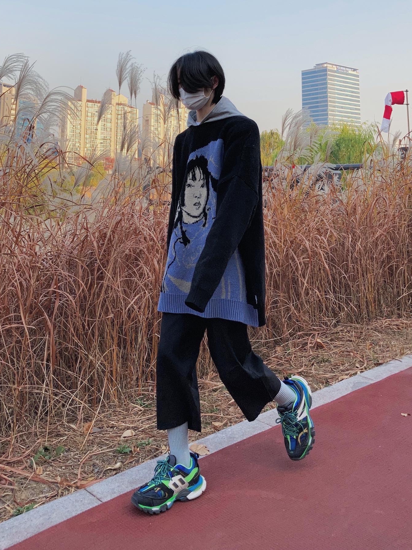 Balenciaga Track Sneakers Green White Blue 2019 착용 스타일