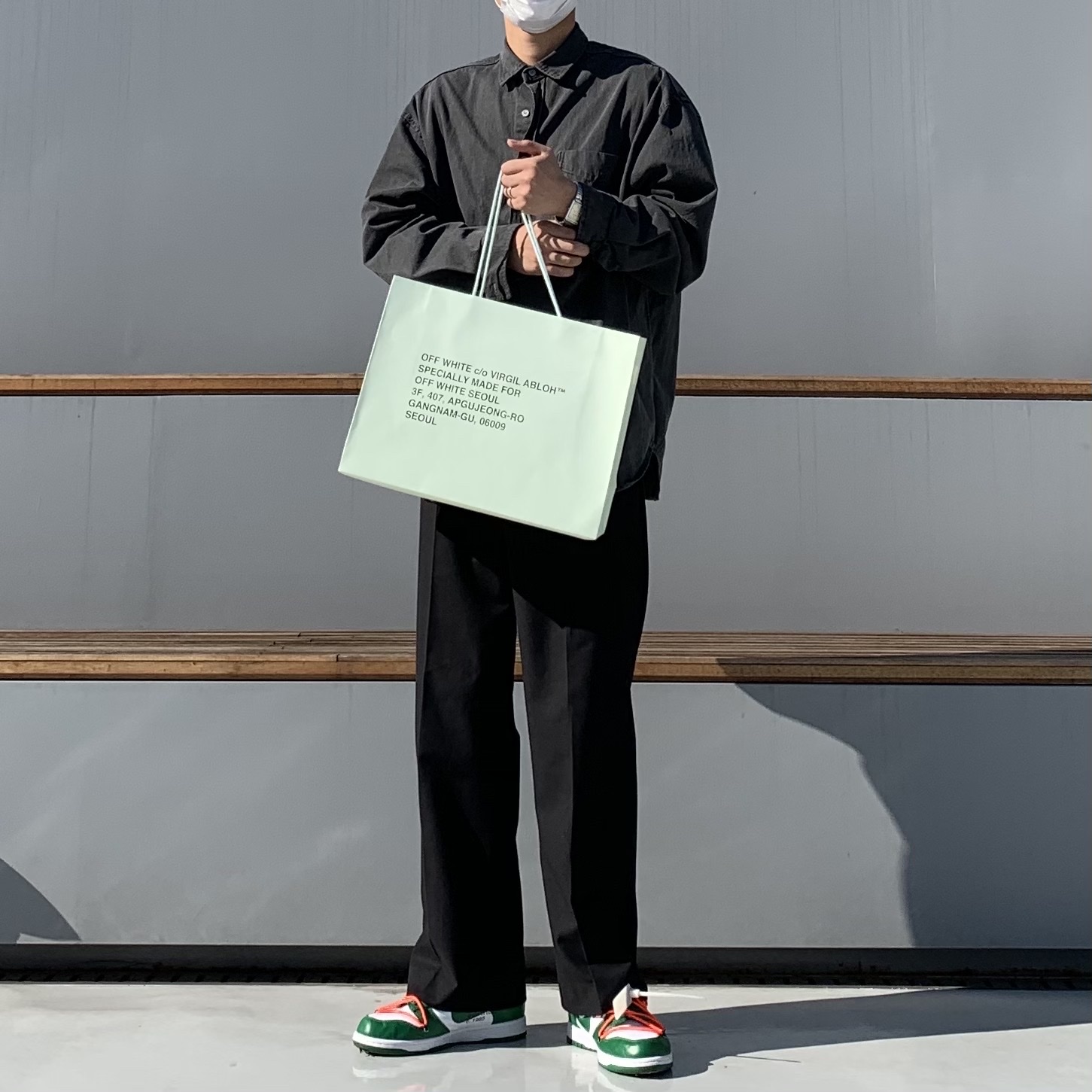 Nike x Off-White Dunk Low Pine Green 착용 스타일