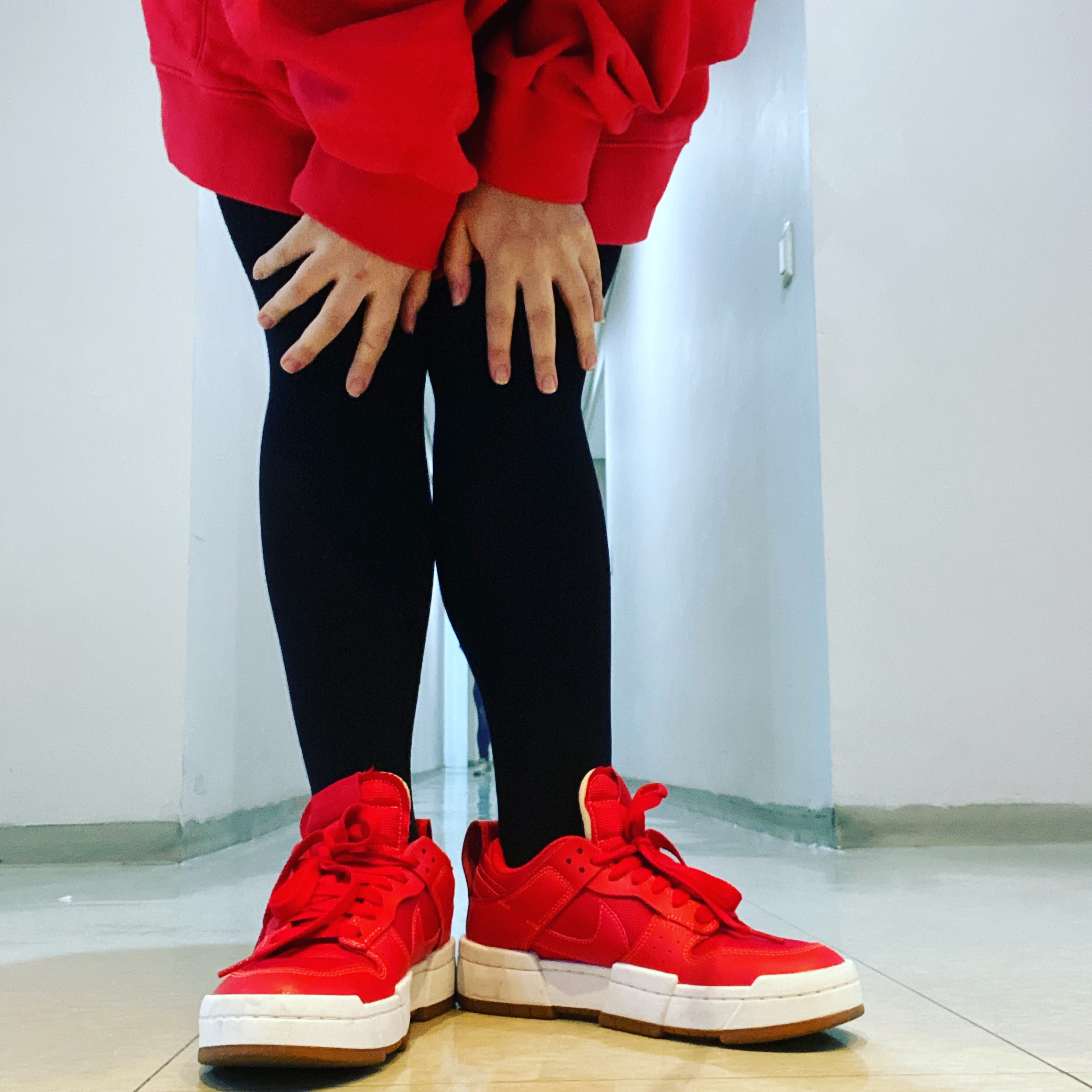 (W) Nike Dunk Low Disrupt University Red 착용 스타일