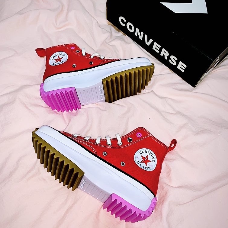 Converse Run Star Hike Hi University Red 착용 스타일