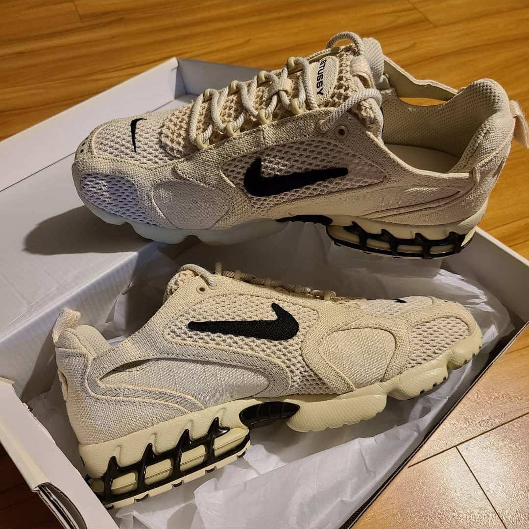 Nike x Stussy Air Zoom Spiridon Cage 2 Fossil 착용 스타일