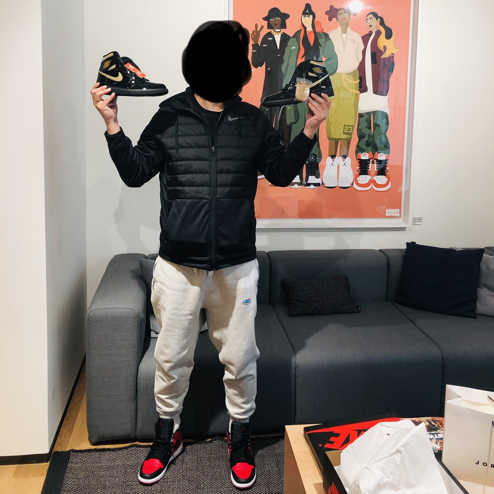 Jordan 1 Mid Bred Banned 2020, Jordan 1 Retro High OG Metallic Gold 착용 스타일