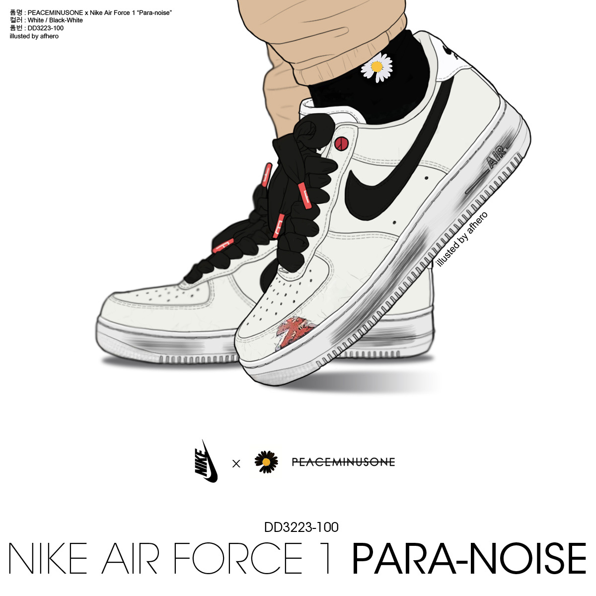 Nike x Peaceminusone Air Force 1 Low Para-Noise 2.0 착용 스타일