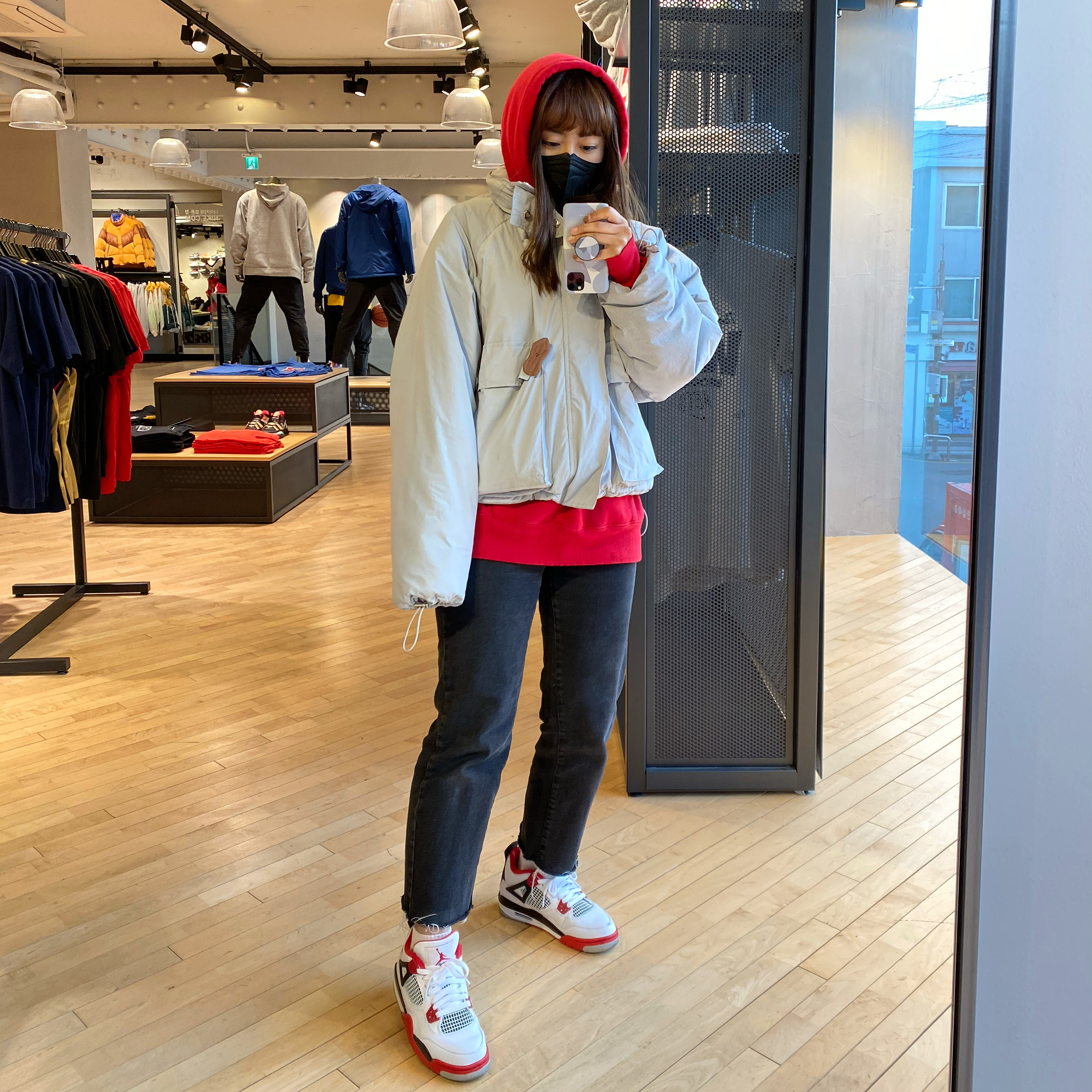(GS) Jordan 4 Retro OG Fire Red 2020 착용 스타일