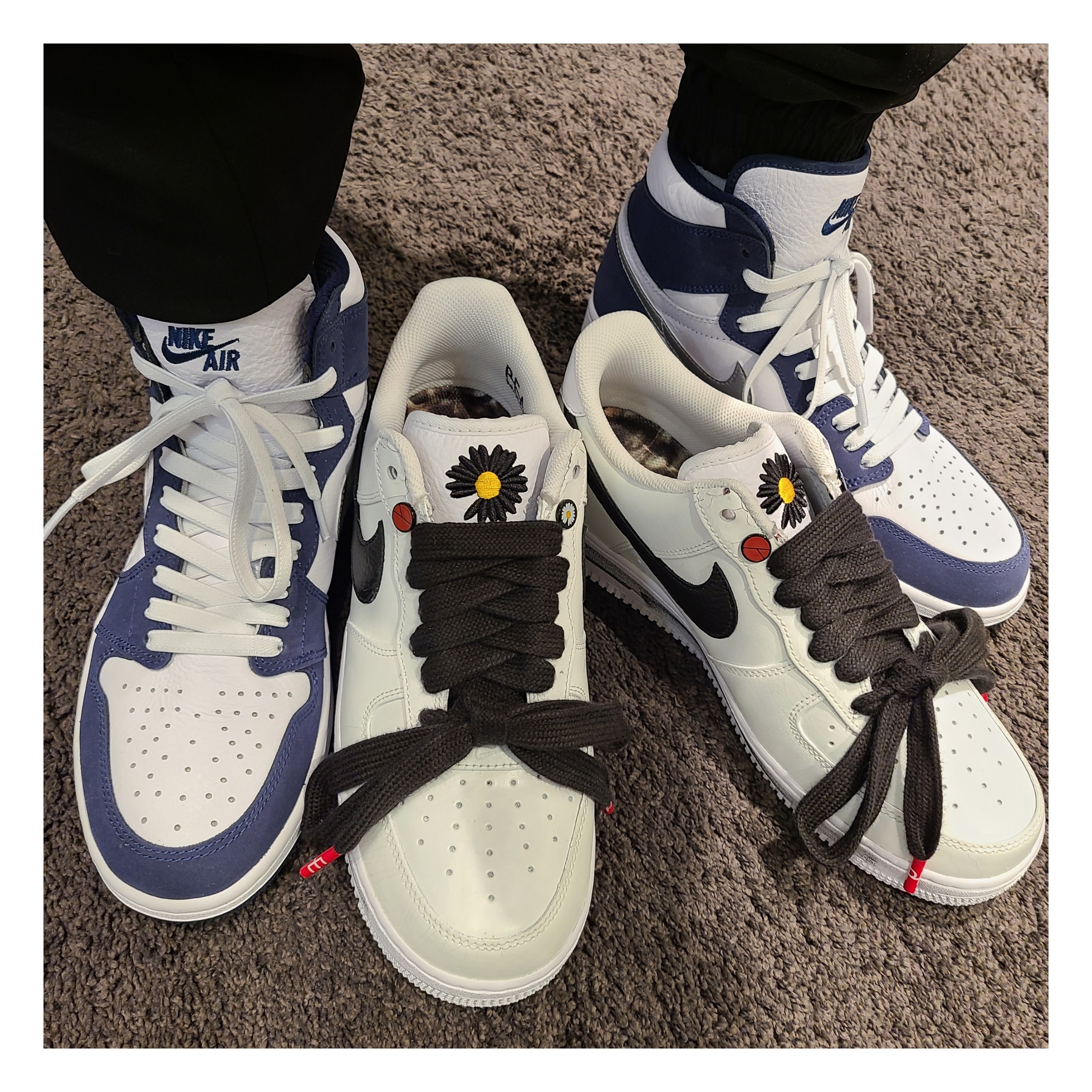 Nike x Peaceminusone Air Force 1 Low Para-Noise 2.0, Jordan 1 Retro High OG CO.JP Midnight Navy 착용 스타일
