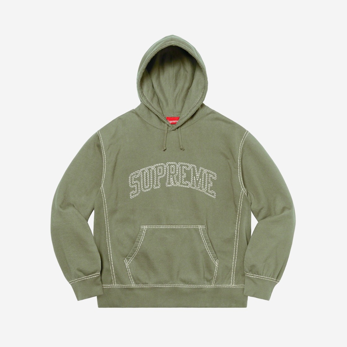 Supreme Big Stitch Hooded Sweatshirt Light Olive - 20FW 상세 이미지 1