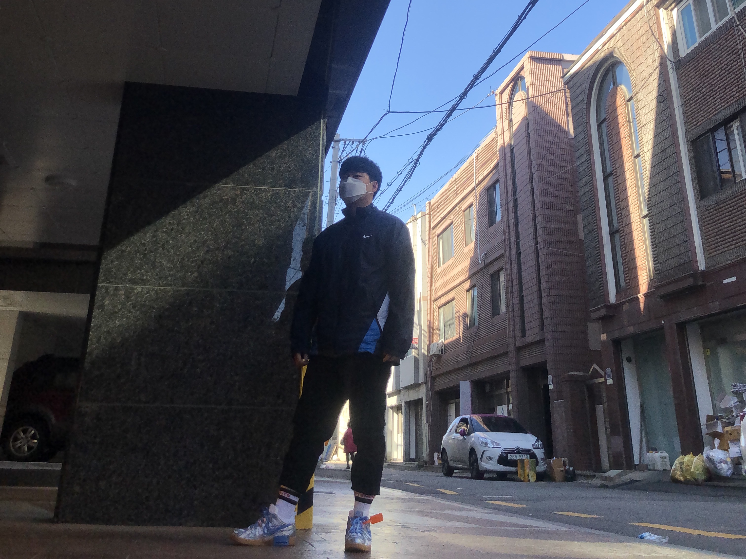 Nike x Off-White Air Rubber Dunk University Blue 착용 스타일