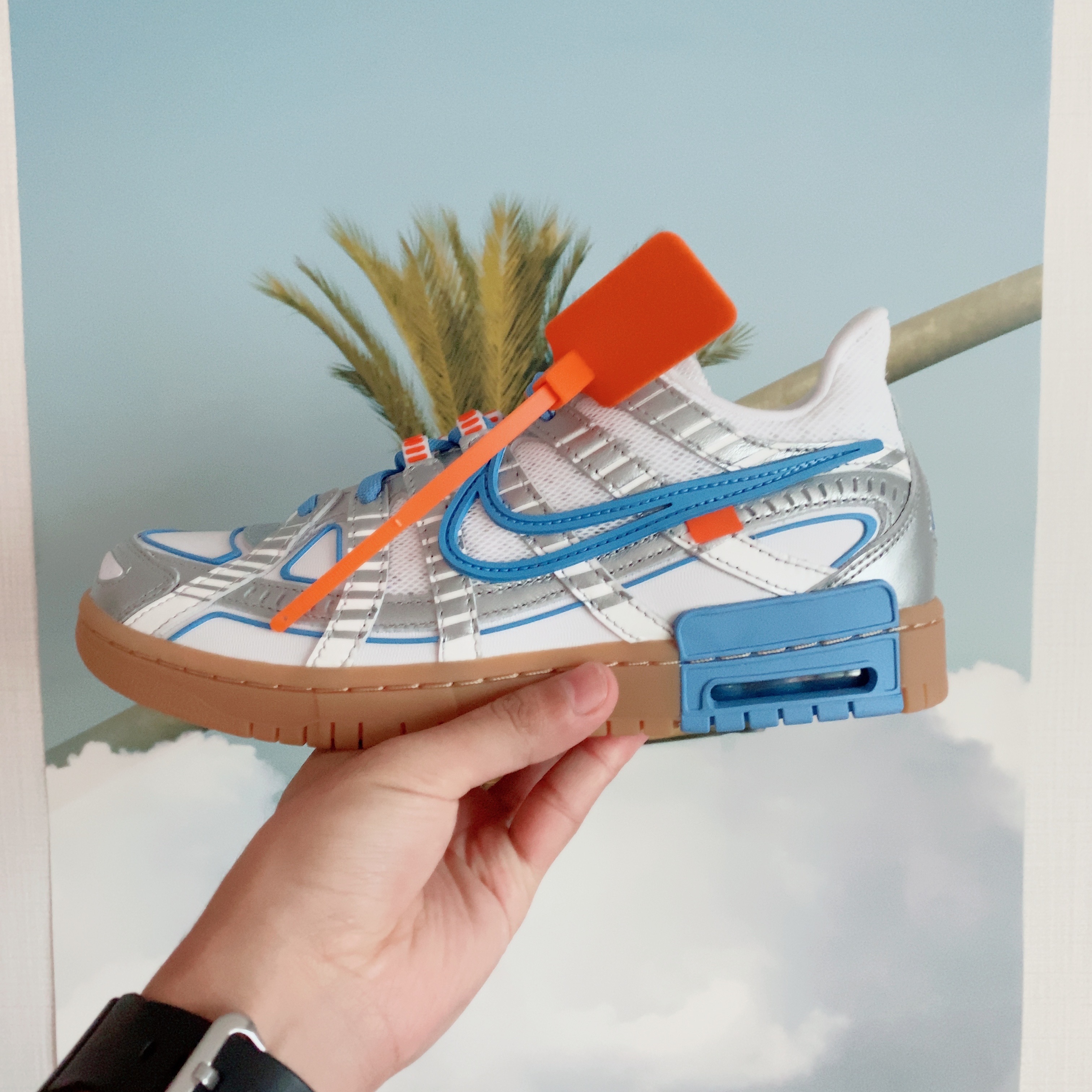 Nike x Off-White Air Rubber Dunk University Blue 착용 스타일