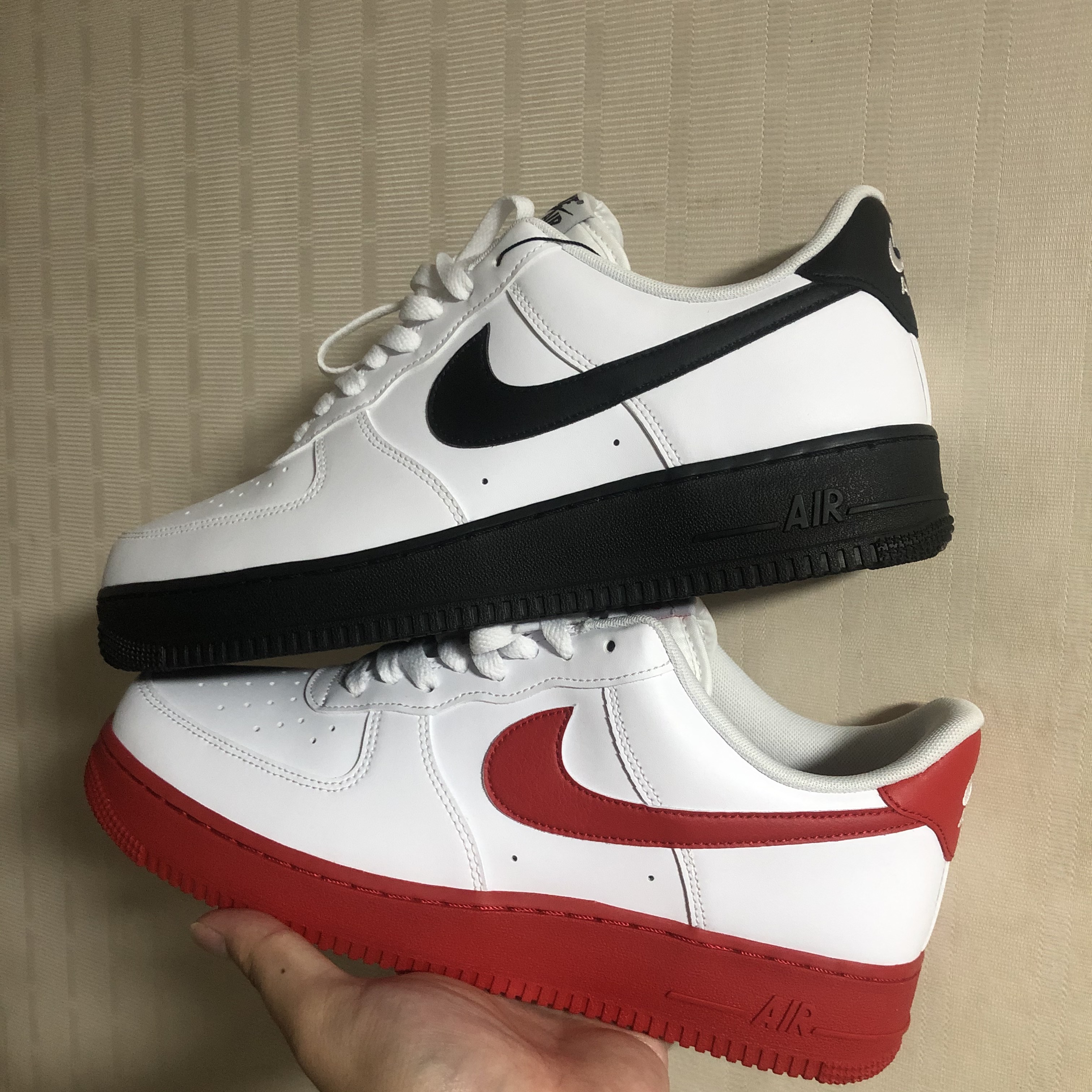 Nike Air Force 1 Low White Red Midsole, Nike Air Force 1 Low White Black Midsole 착용 스타일