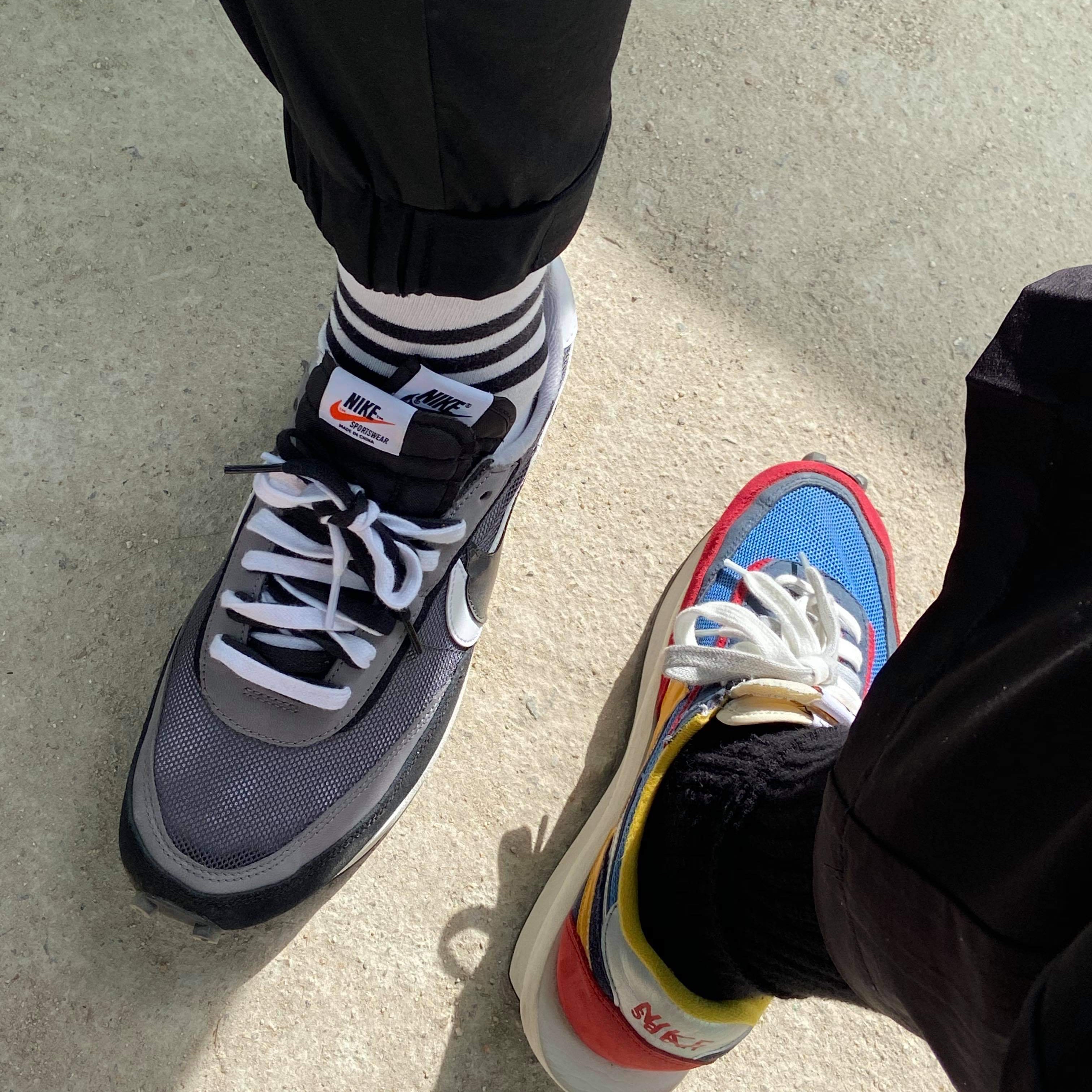 Nike x Sacai LDWaffle Black, Nike x Sacai LDWaffle Blue Multi 착용 스타일