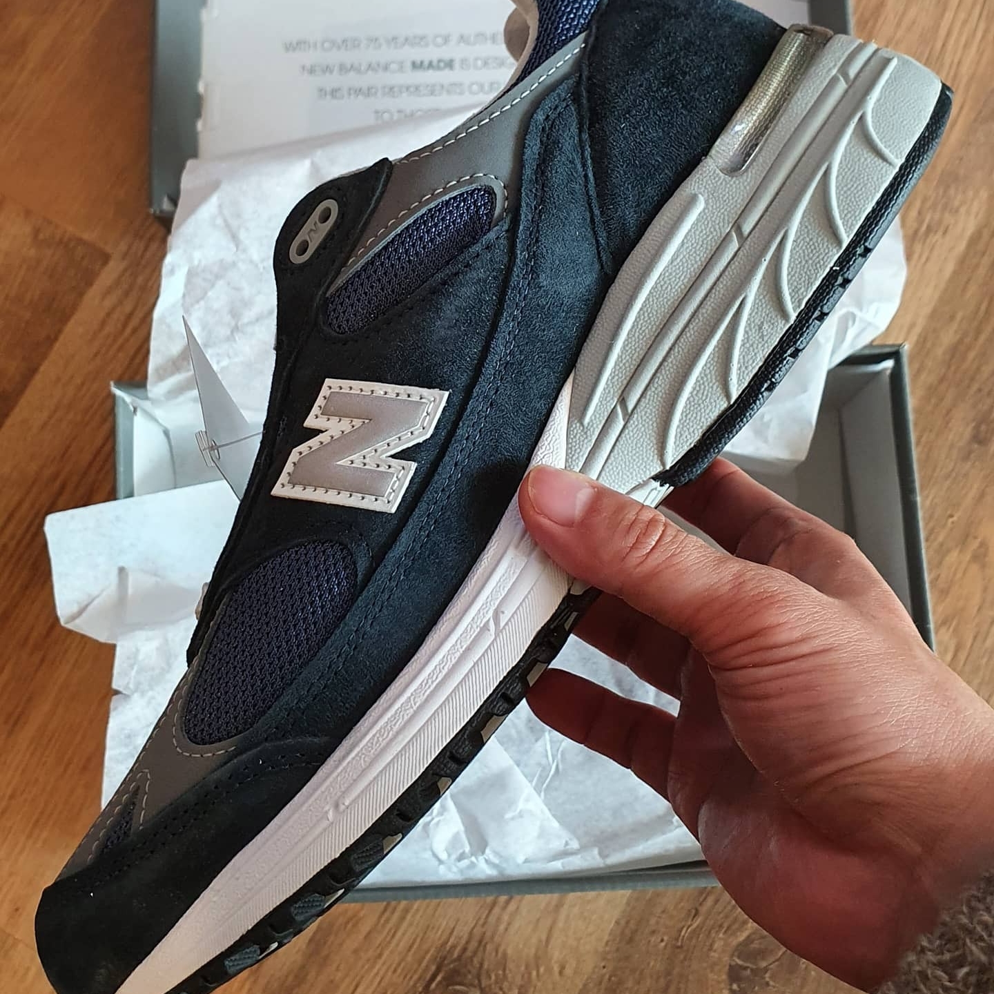 (W) New Balance 993 Made in USA Navy - B Standard 착용 스타일 - 3