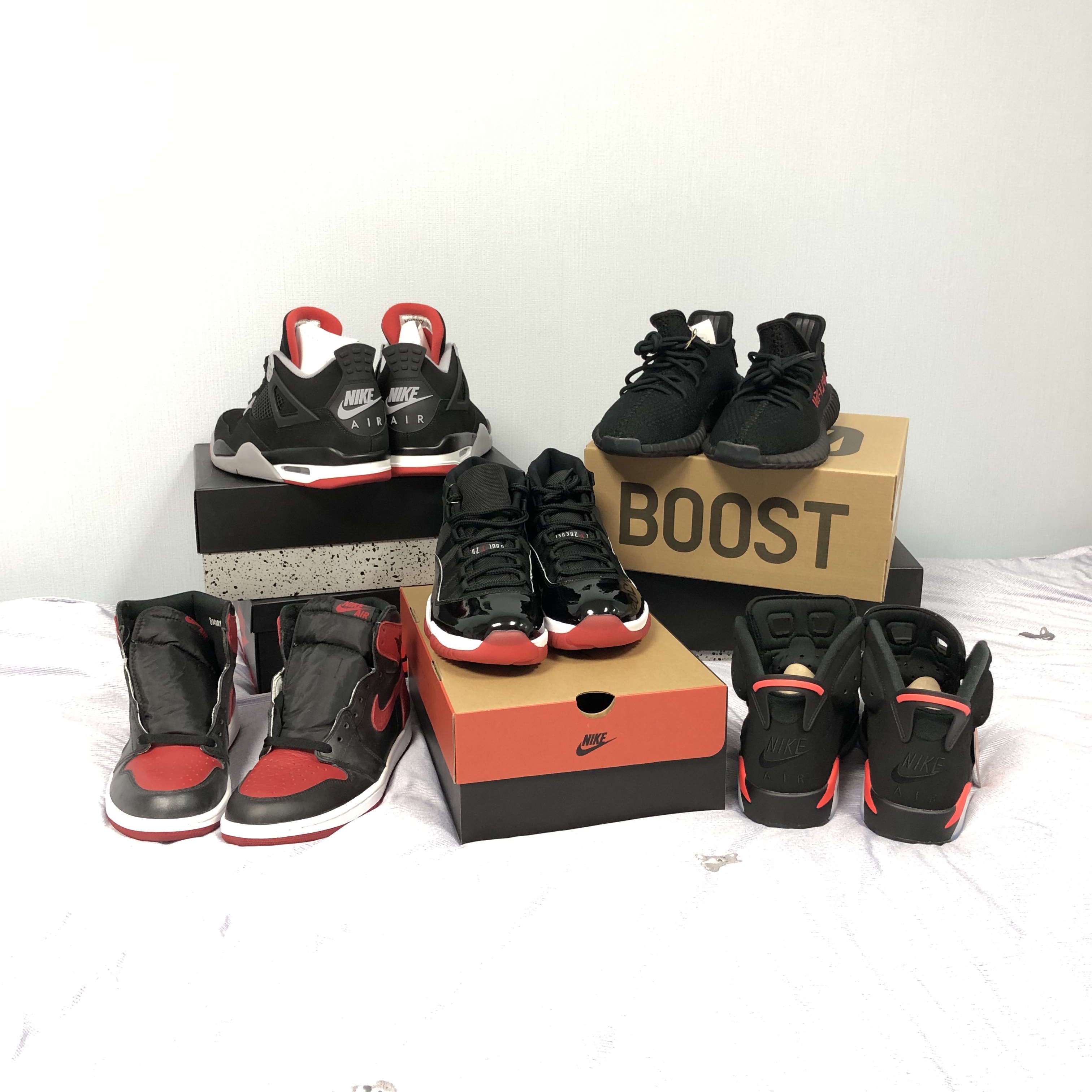 Jordan 1 Retro High OG Bred Banned 2016, Jordan 4 Retro Bred 2019 착용 스타일 - 2