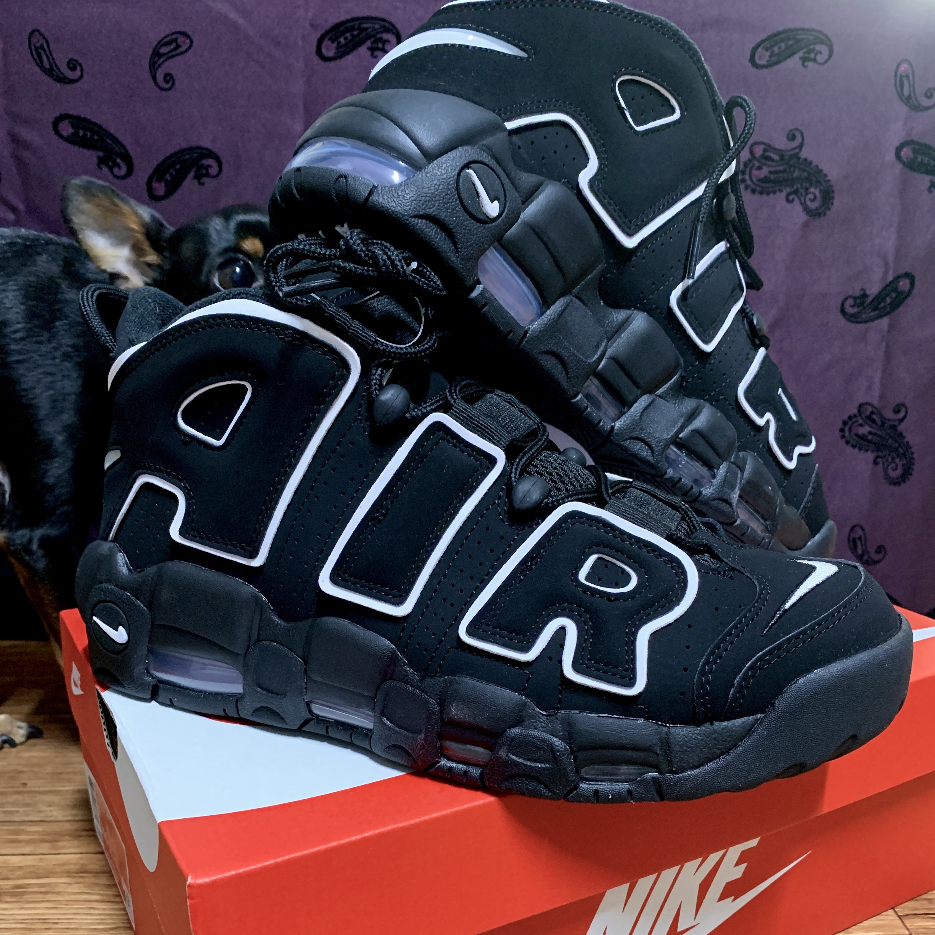 Nike Air More Uptempo Black White 2020 착용 스타일