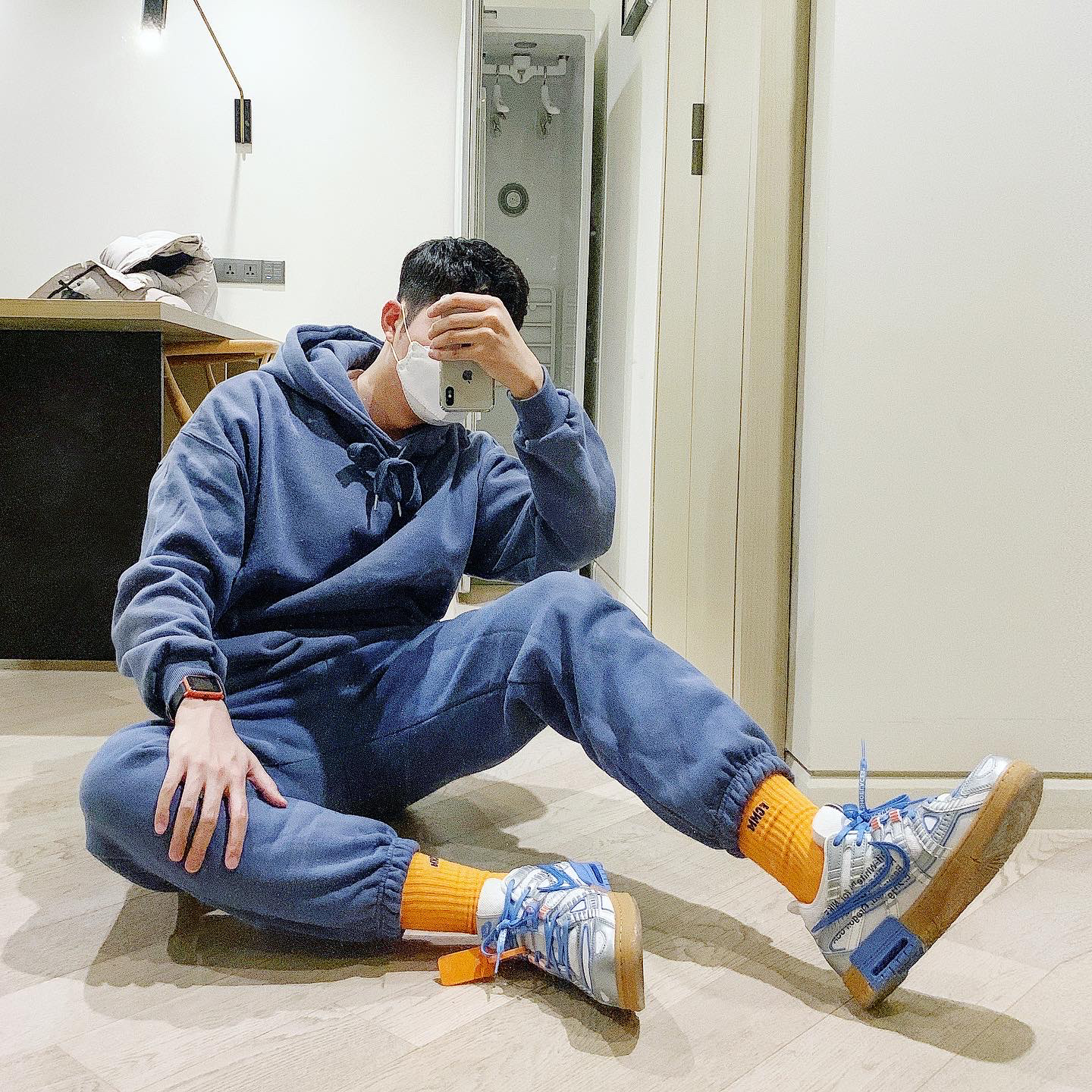 Nike x Off-White Air Rubber Dunk University Blue 착용 스타일 - 1