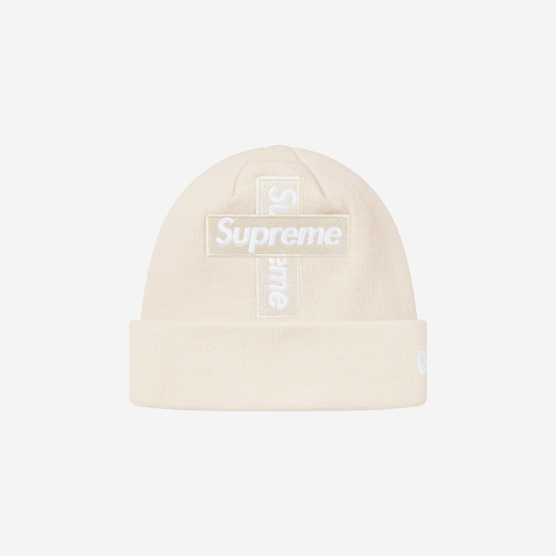 Supreme New Era Cross Box Logo Beanie Natural - 20FW 상세 이미지 1