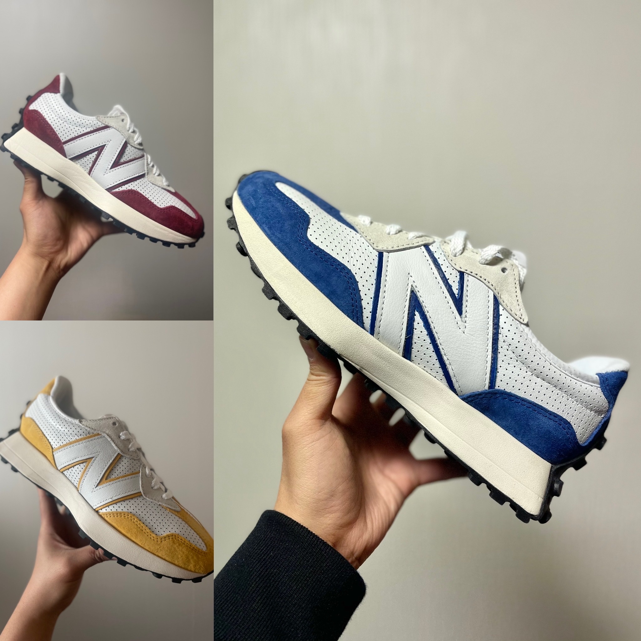 New Balance 327 Primary Pack Yellow, New Balance 327 Primary Pack Blue 착용 스타일