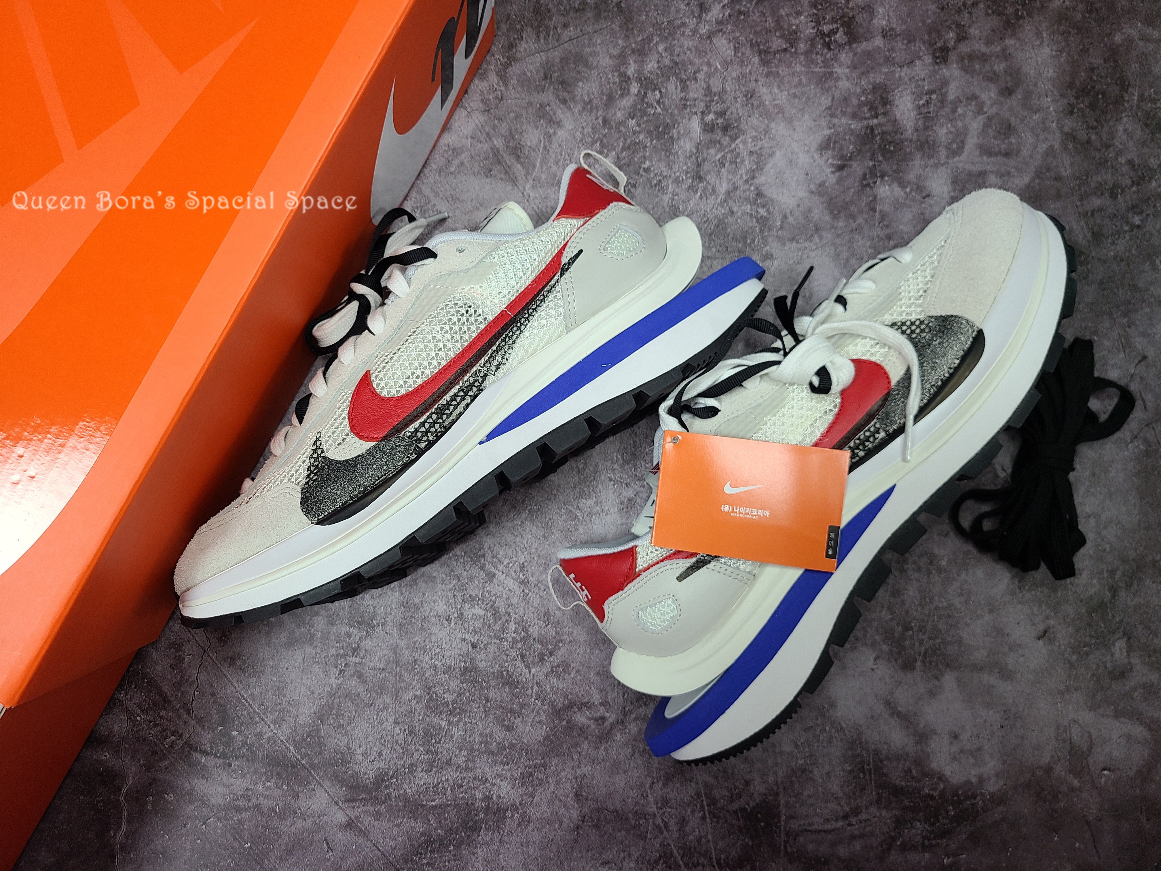 Nike x Sacai VaporWaffle Royal Fuchsia 착용 스타일