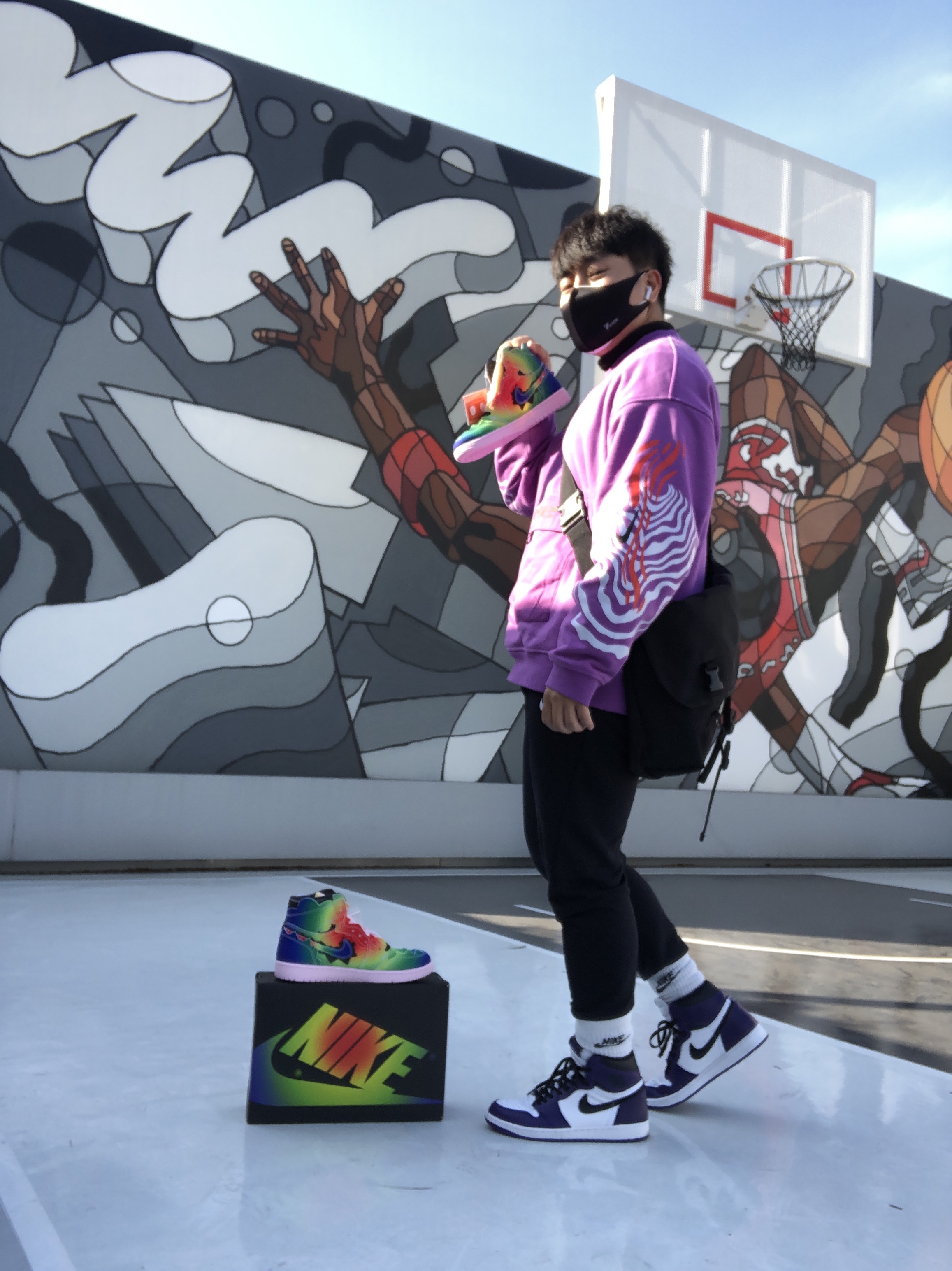 Jordan 1 x J Balvin Retro High OG, Jordan 1 Retro High OG Court Purple 2020 착용 스타일 - 1
