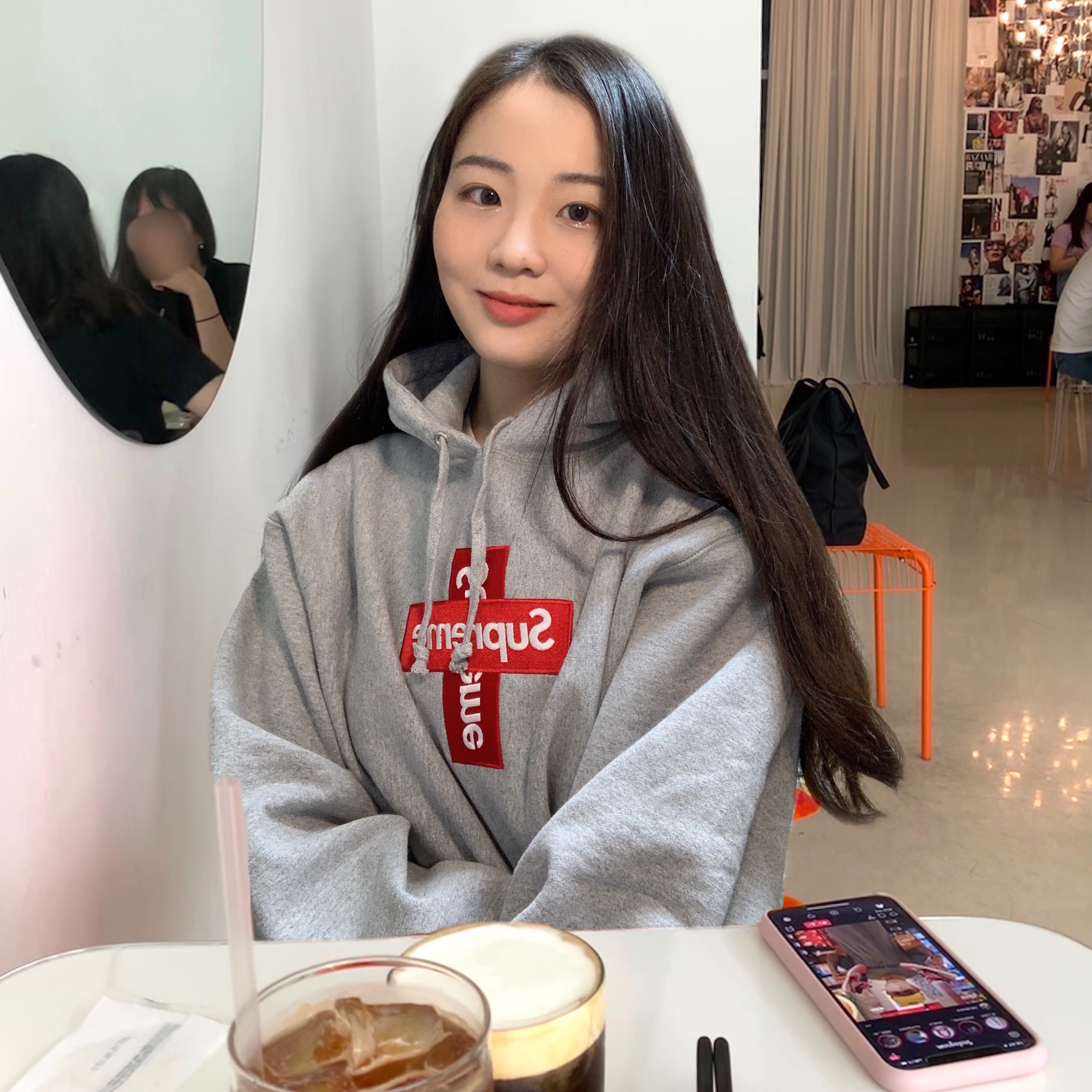 Supreme Cross Box Logo Hooded Sweatshirt Heather Grey - 20FW 착용 스타일