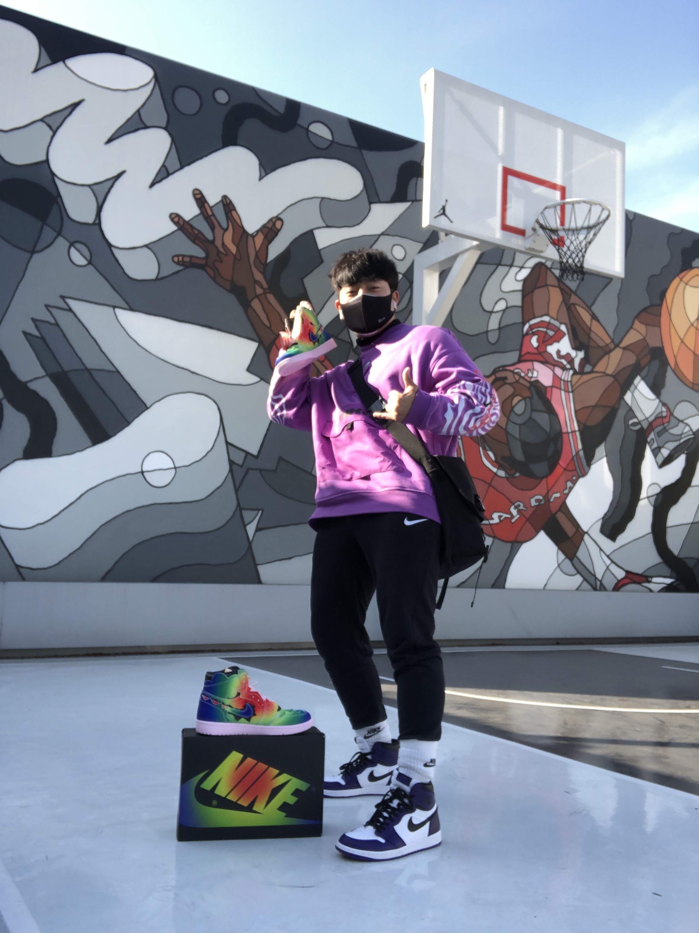 Jordan 1 x J Balvin Retro High OG, Jordan 1 Retro High OG Court Purple 2020 착용 스타일 - 2