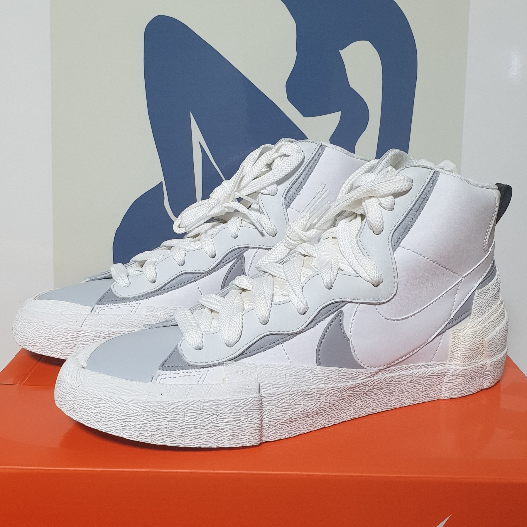 Nike x Sacai Blazer Mid White Grey 착용 스타일