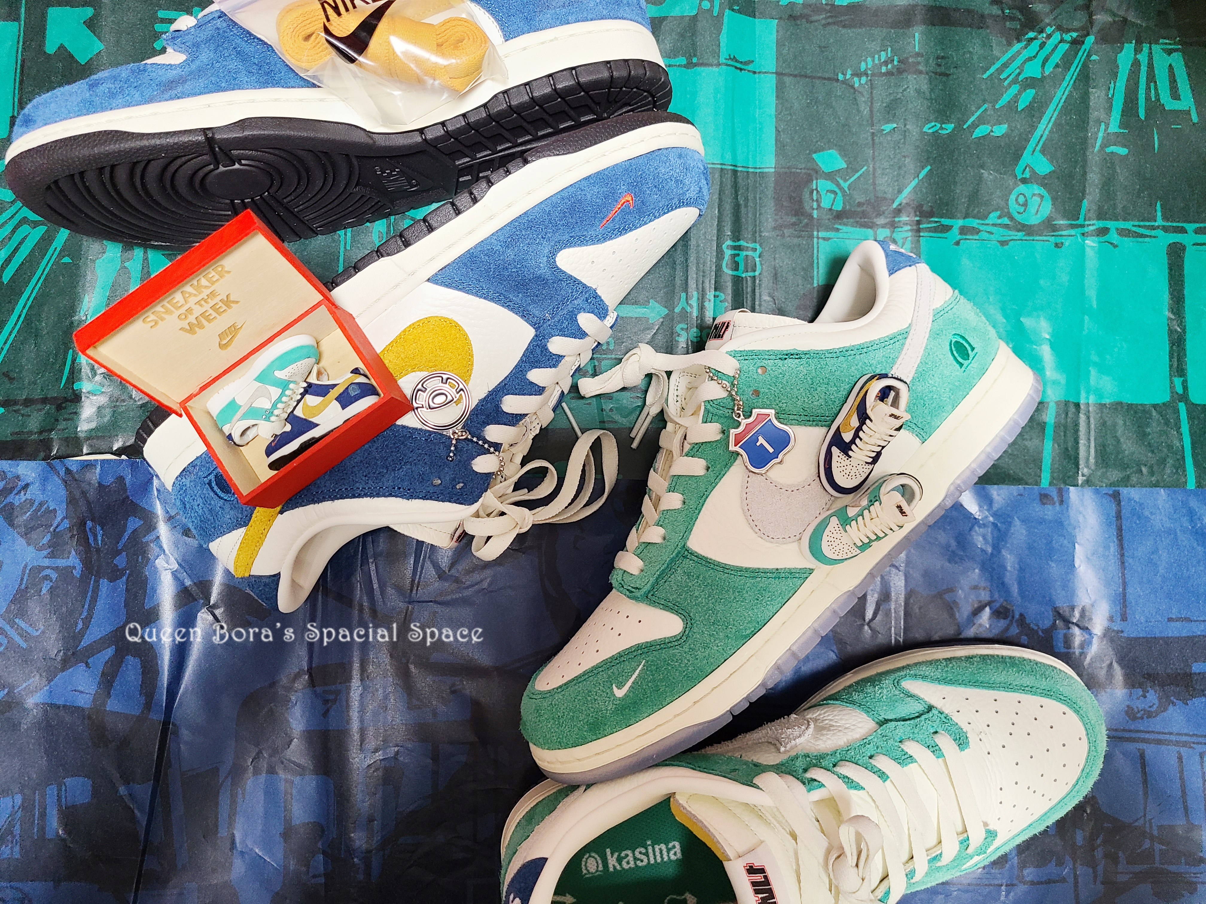 Nike x Kasina Dunk Low Road Sign - Kasina Exclusive, Nike x Kasina Dunk Low 80's Bus 착용 스타일