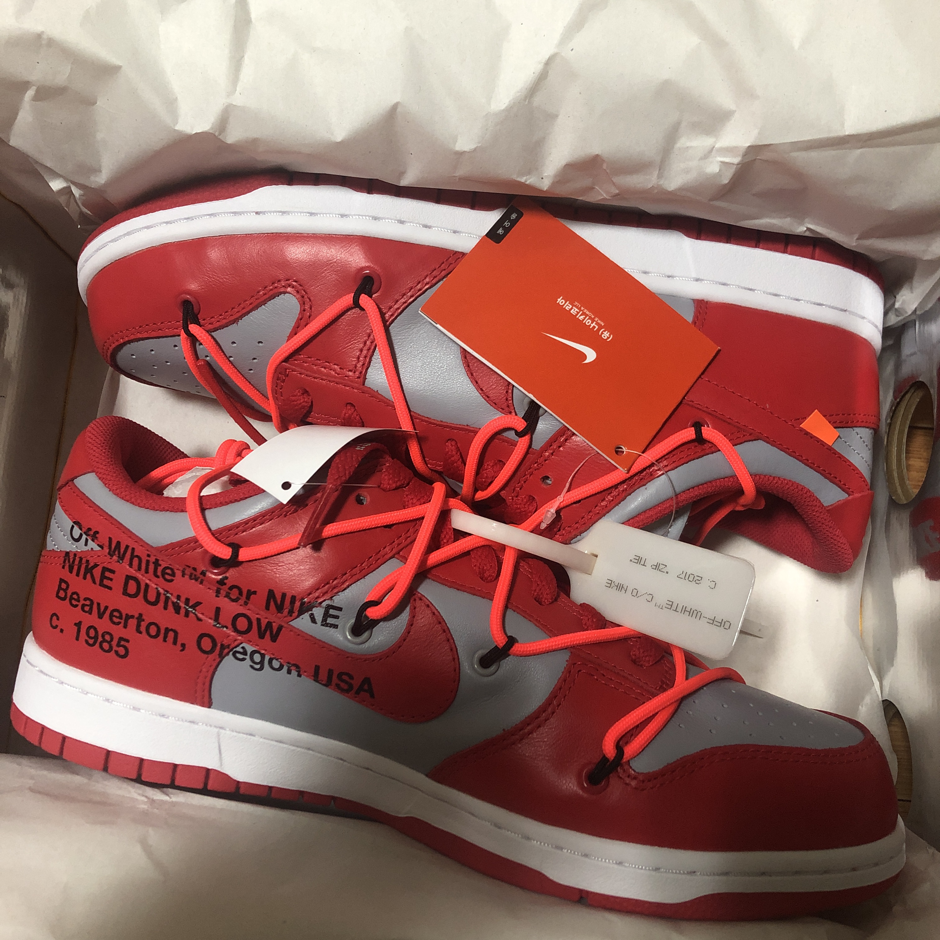 Nike x Off-White Dunk Low University Red 착용 스타일 - 1