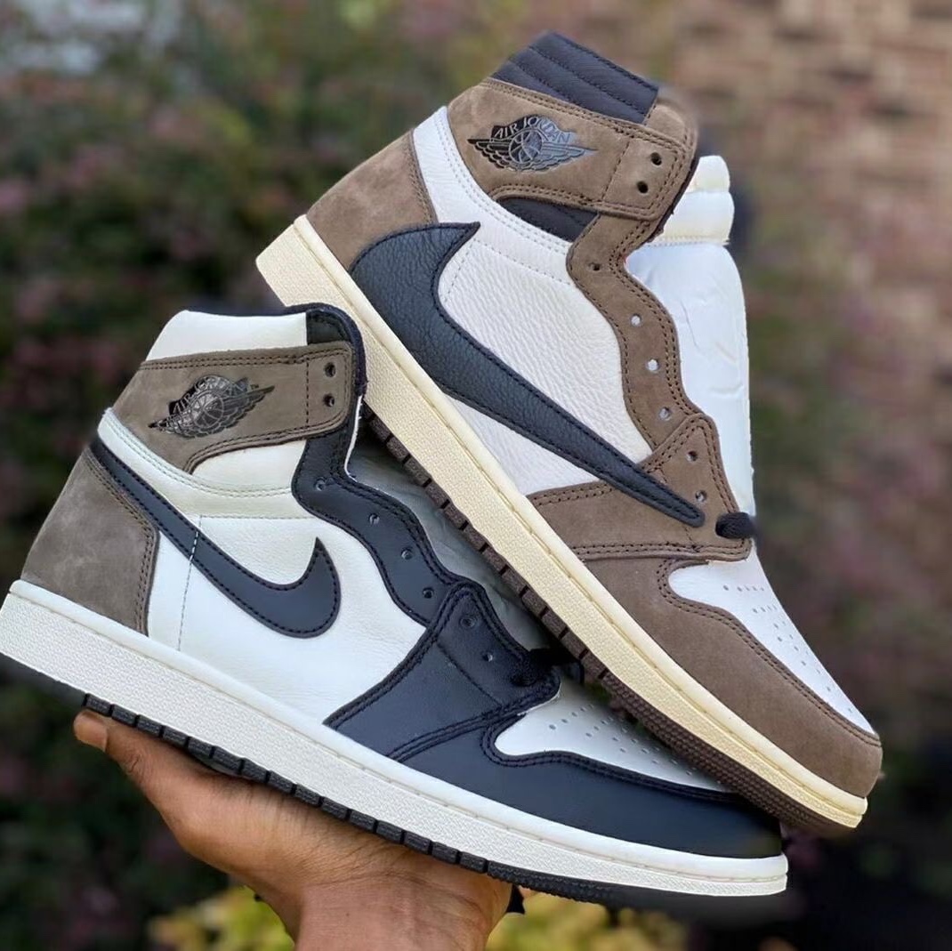 Jordan 1 Retro High OG Black Mocha, Jordan 1 x Travis Scott Retro High OG SP Mocha 착용 스타일