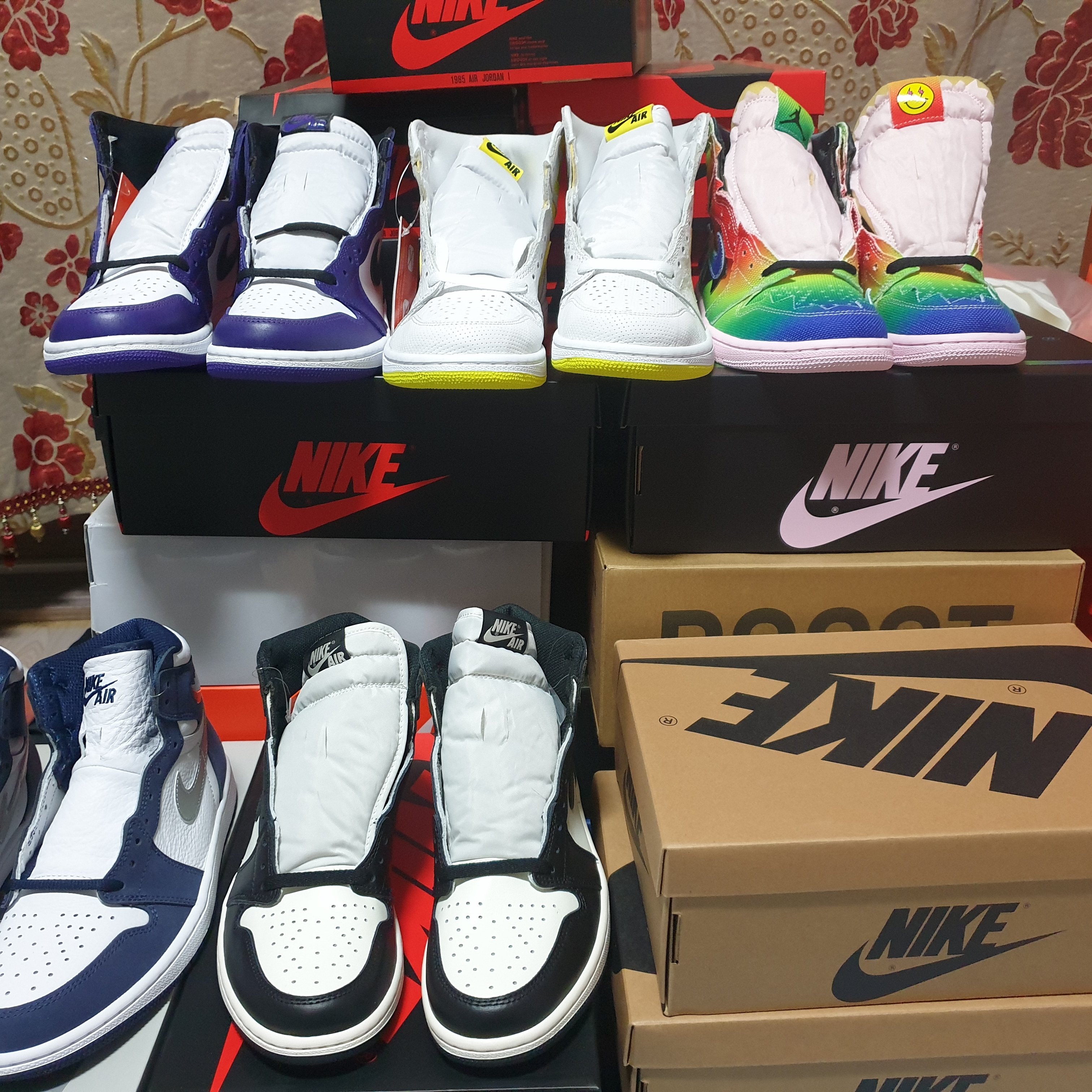 Jordan 1 Retro High OG Court Purple 2020, Jordan 1 Retro High OG First Class Flight 착용 스타일