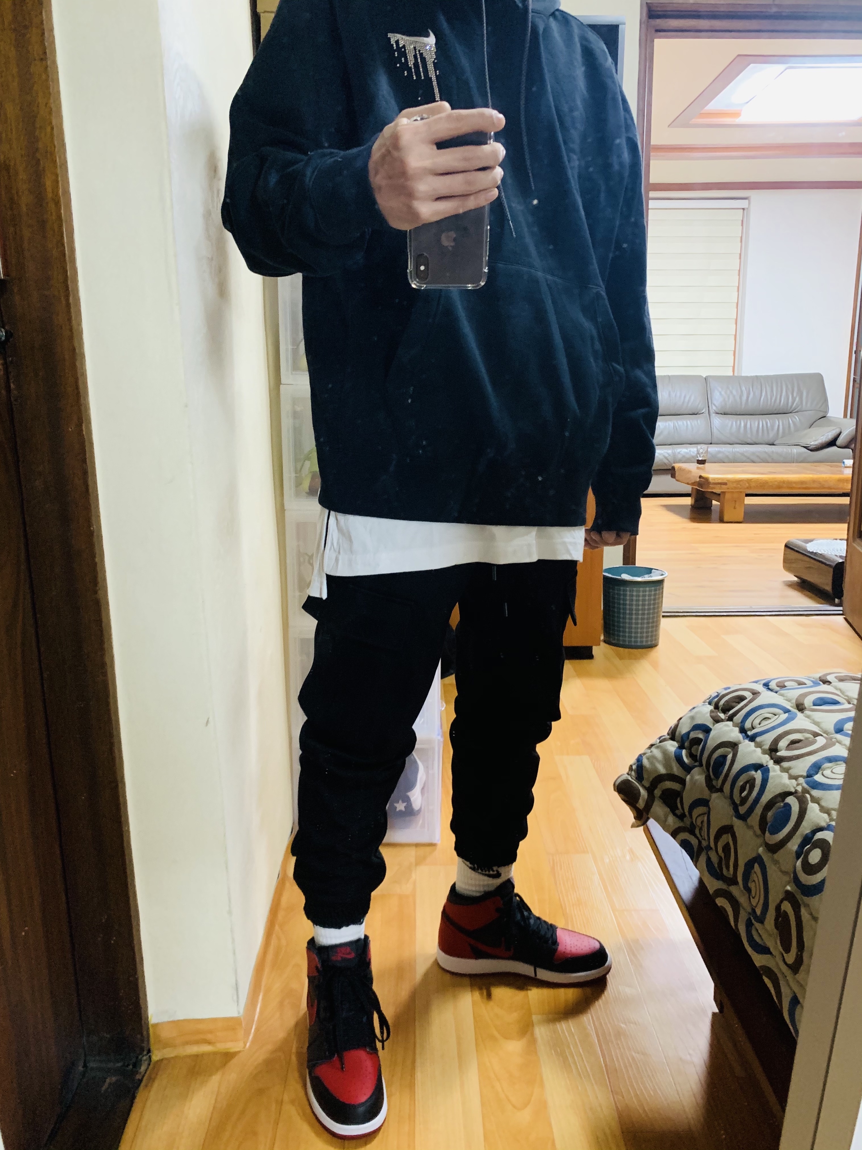 (GS) Jordan 1 Retro High OG Bred Banned 2016, (GS) Jordan 1 Retro High OG CO.JP Midnight Navy 착용 스타일 - 1