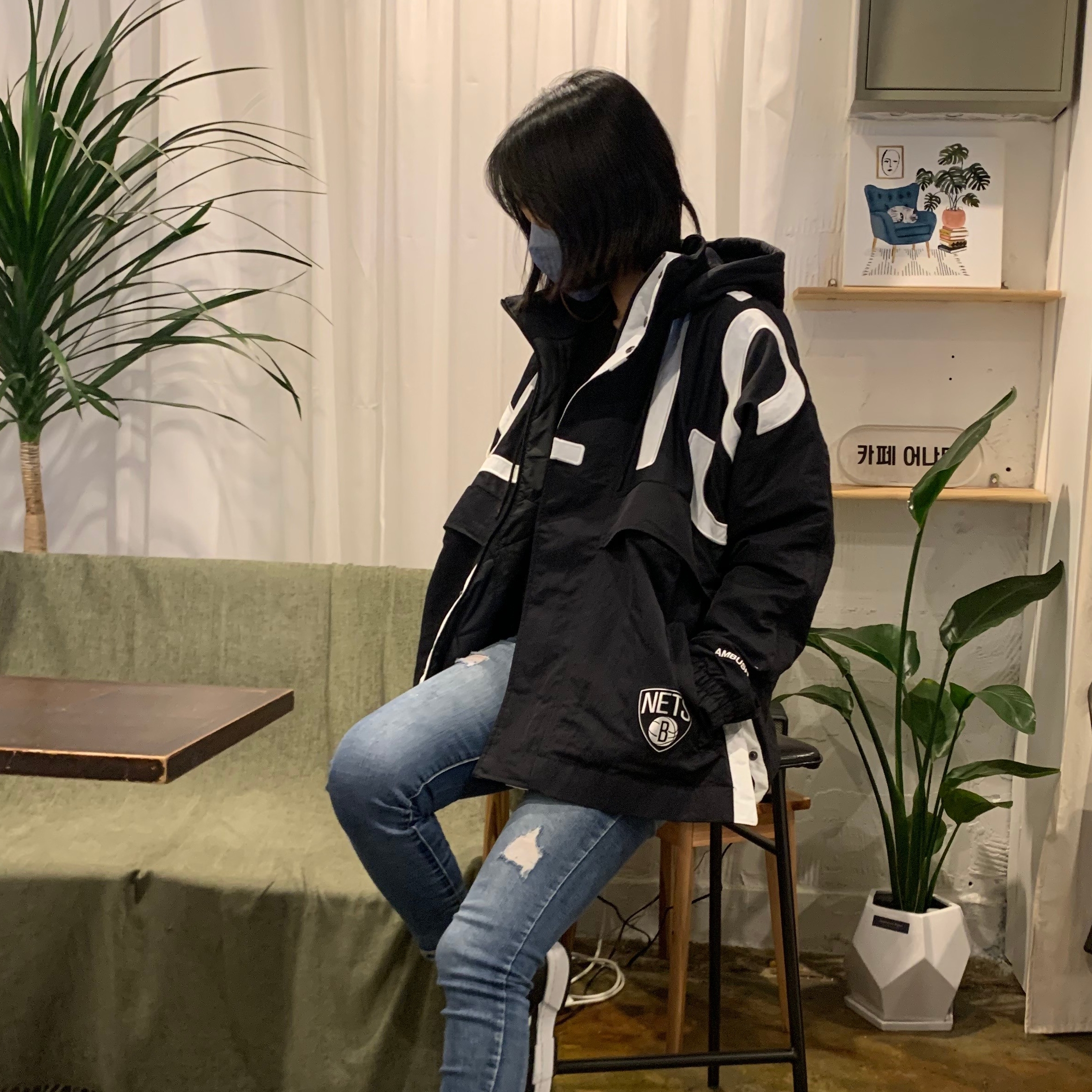 (W) Nike x Ambush NBA Collection Nets Jacket - Asia, (W) Nike Dunk Low Disrupt Black White 착용 스타일 - 3
