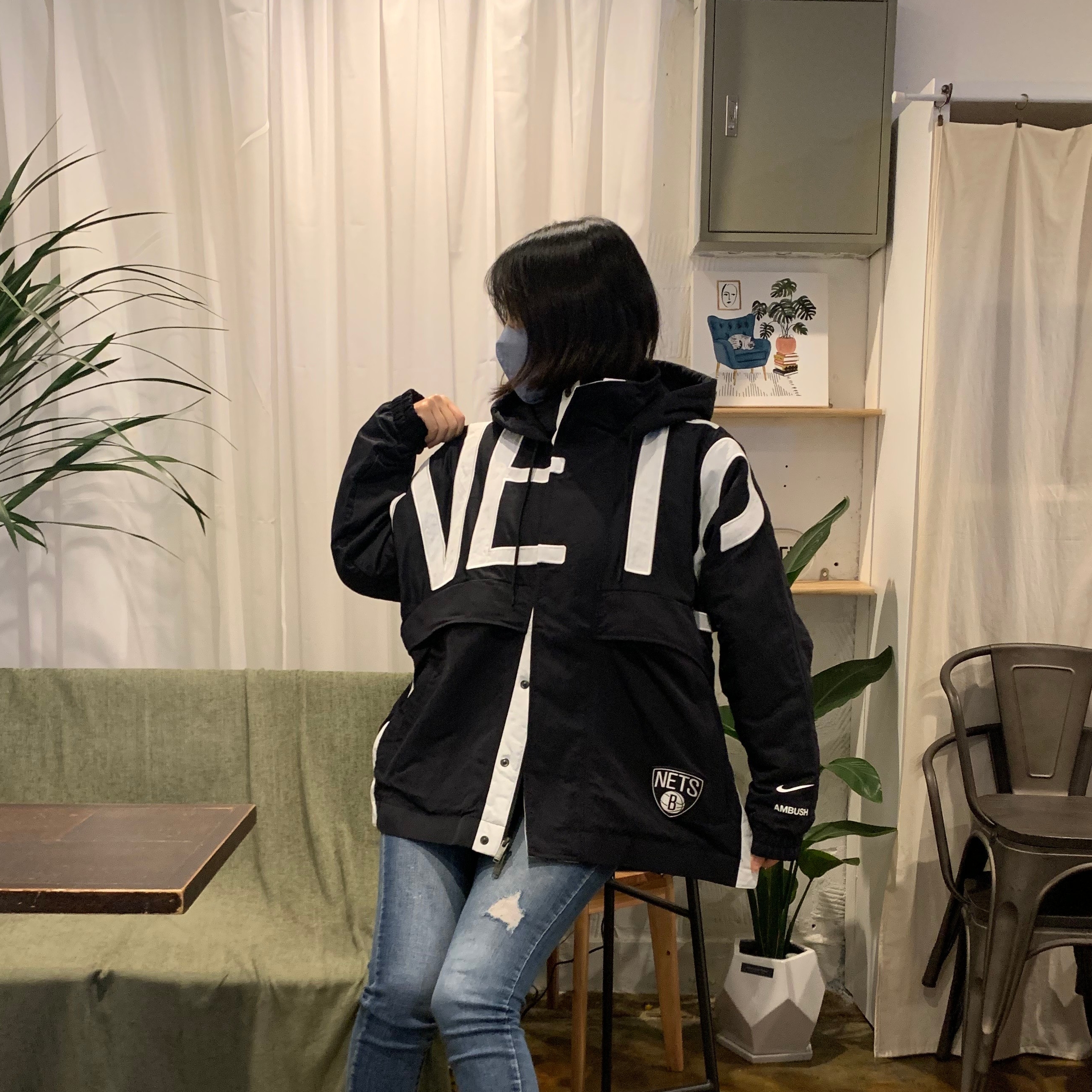 (W) Nike x Ambush NBA Collection Nets Jacket - Asia, (W) Nike Dunk Low Disrupt Black White 착용 스타일 - 5