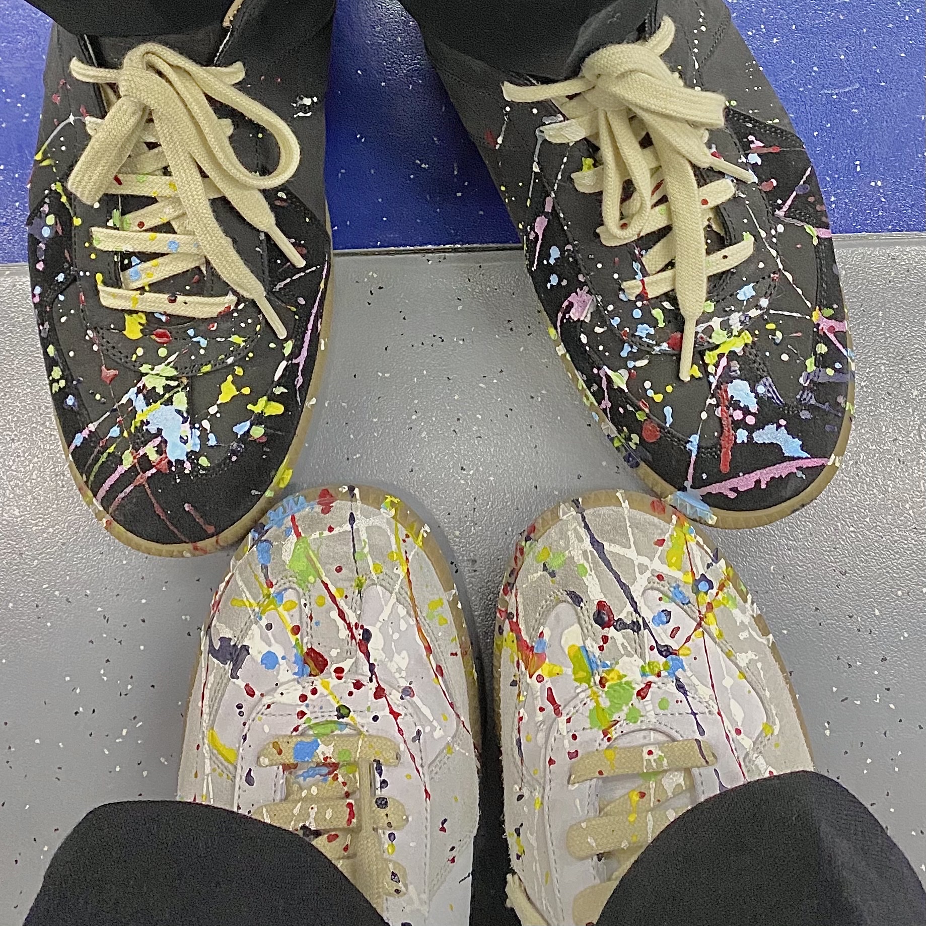 Maison Margiela Replica Paint Drop Sneakers, Maison Margiela Replica Paint Drop Sneakers Black 착용 스타일