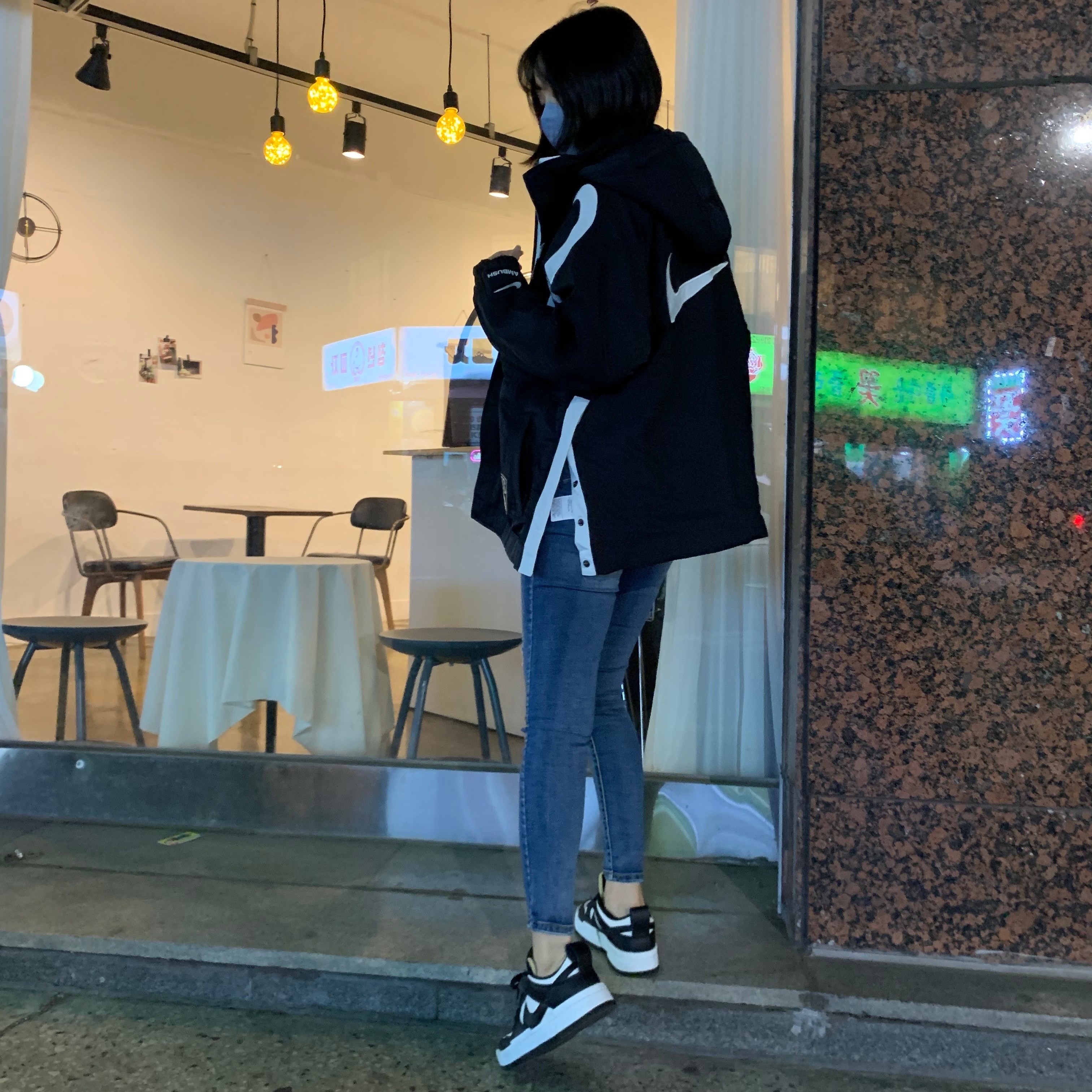 (W) Nike x Ambush NBA Collection Nets Jacket - Asia, (W) Nike Dunk Low Disrupt Black White 착용 스타일 - 1