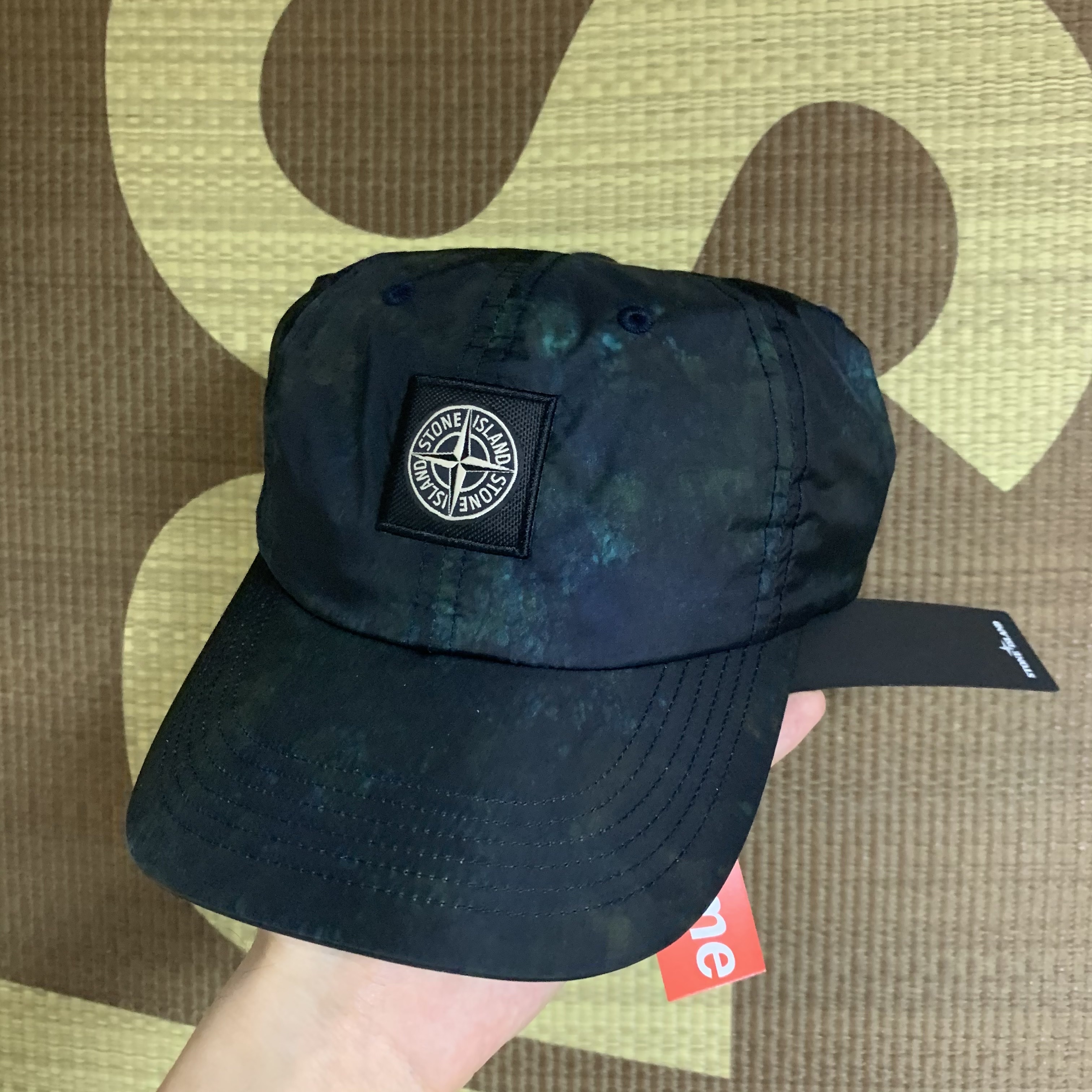 Supreme x Stone Island Painted Camo Nylon 6-Panel Dark Teal - 20FW 착용 스타일